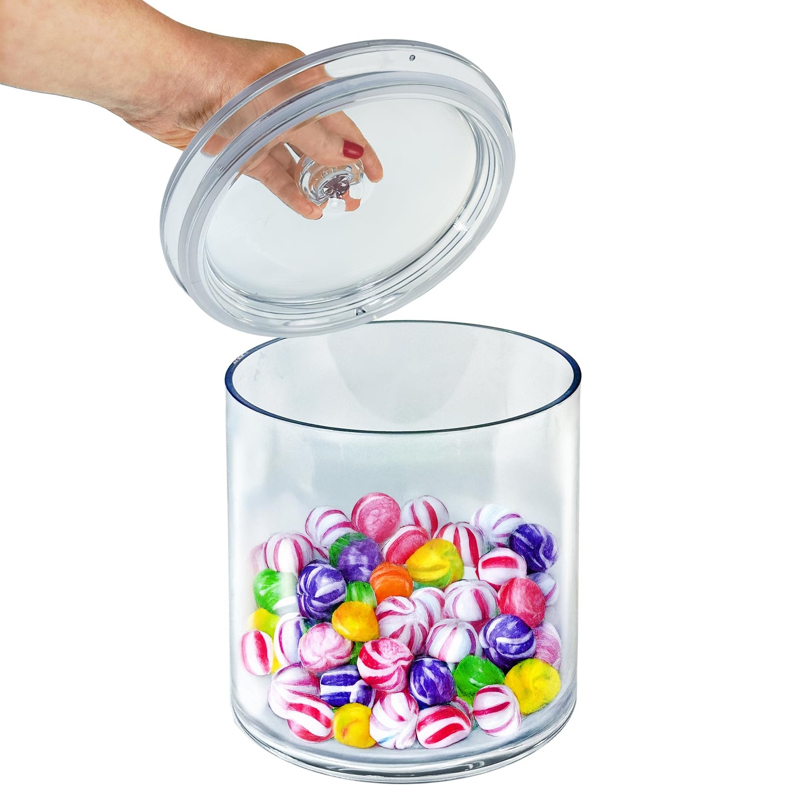 Azar Displays 400423 Small Round Candy Bin with Acrylic Lid – 1.34 Gallon Air...