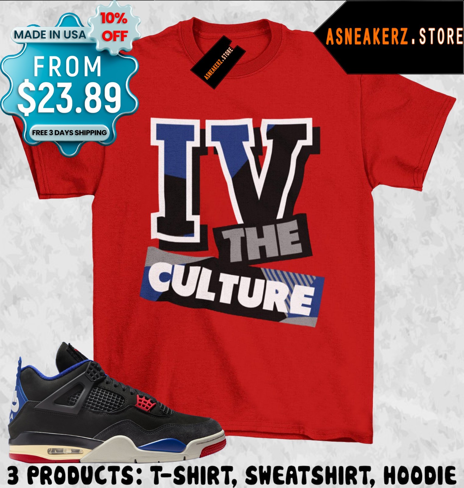 Shirt To Match AJ 4 Rare Air 2025 Sneaker Matching Tee 4s The Culture T-Shirt