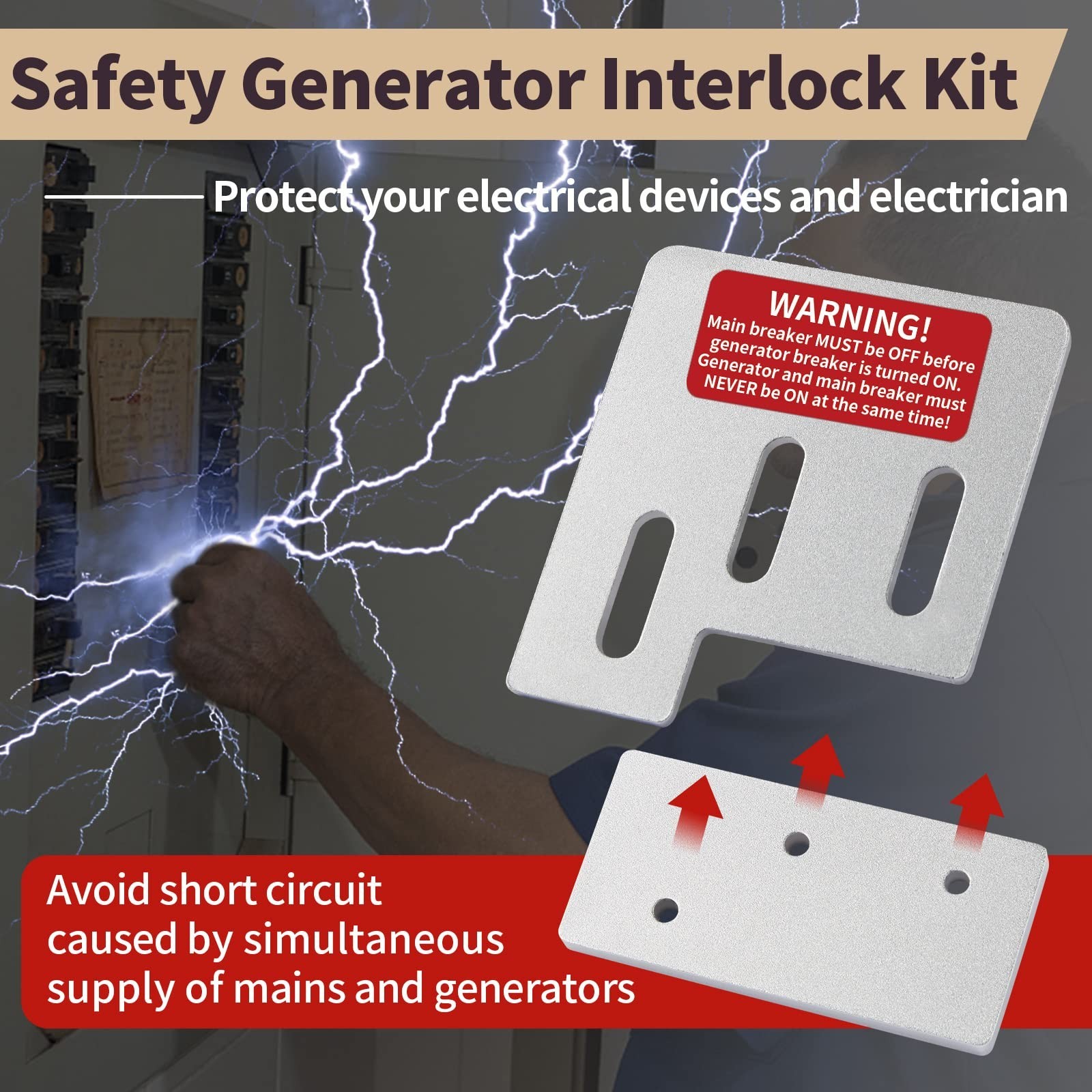 Generator Interlock Kit Compatible w/Square D QO & Homeline 150 or 200A Break...
