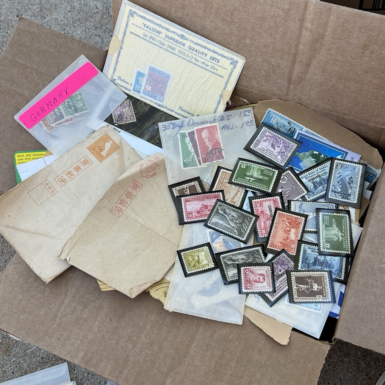 NICE WW JUNK BOX LOT OF STAMPS GLASSINES SOUVENIR SHEETS COVERS ON/OFF PAPER #1
