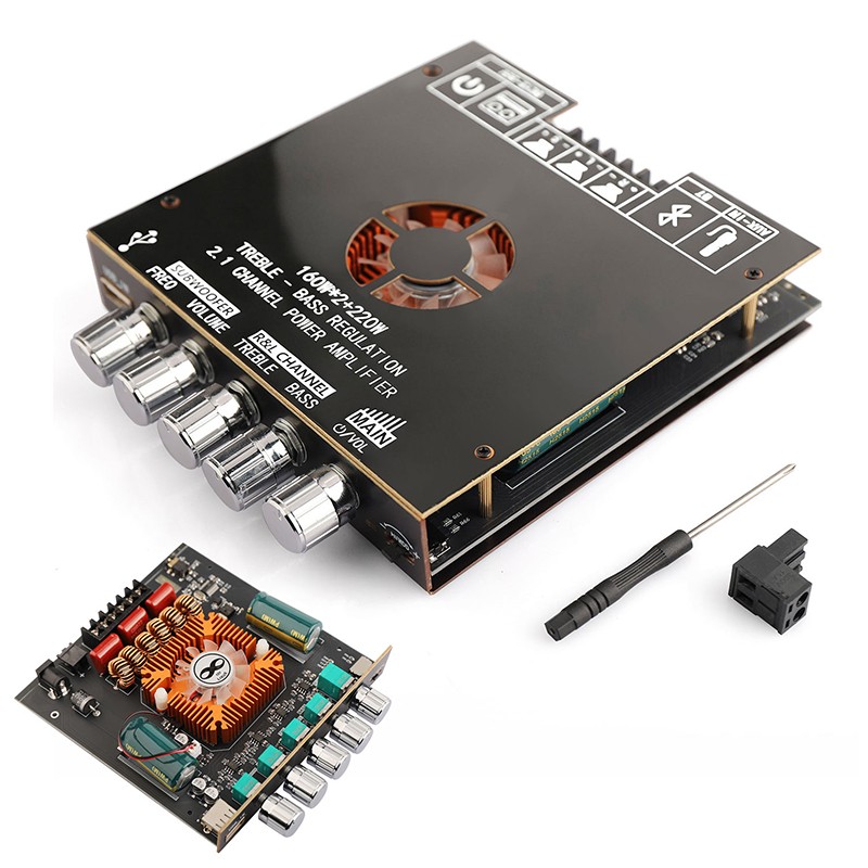 ZK-HT21 Bluetooth Amplifier Board 160W×2+220W Subwoofer 2.1 Channel Audio Amp