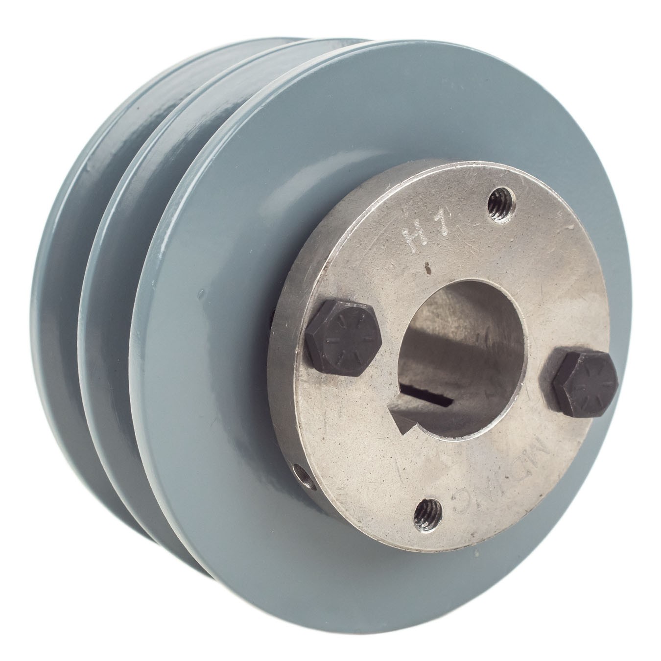 Cast Iron 4" Dual Groove Pulley 2 Belt B Section 5L with 1" Sheave Bushing