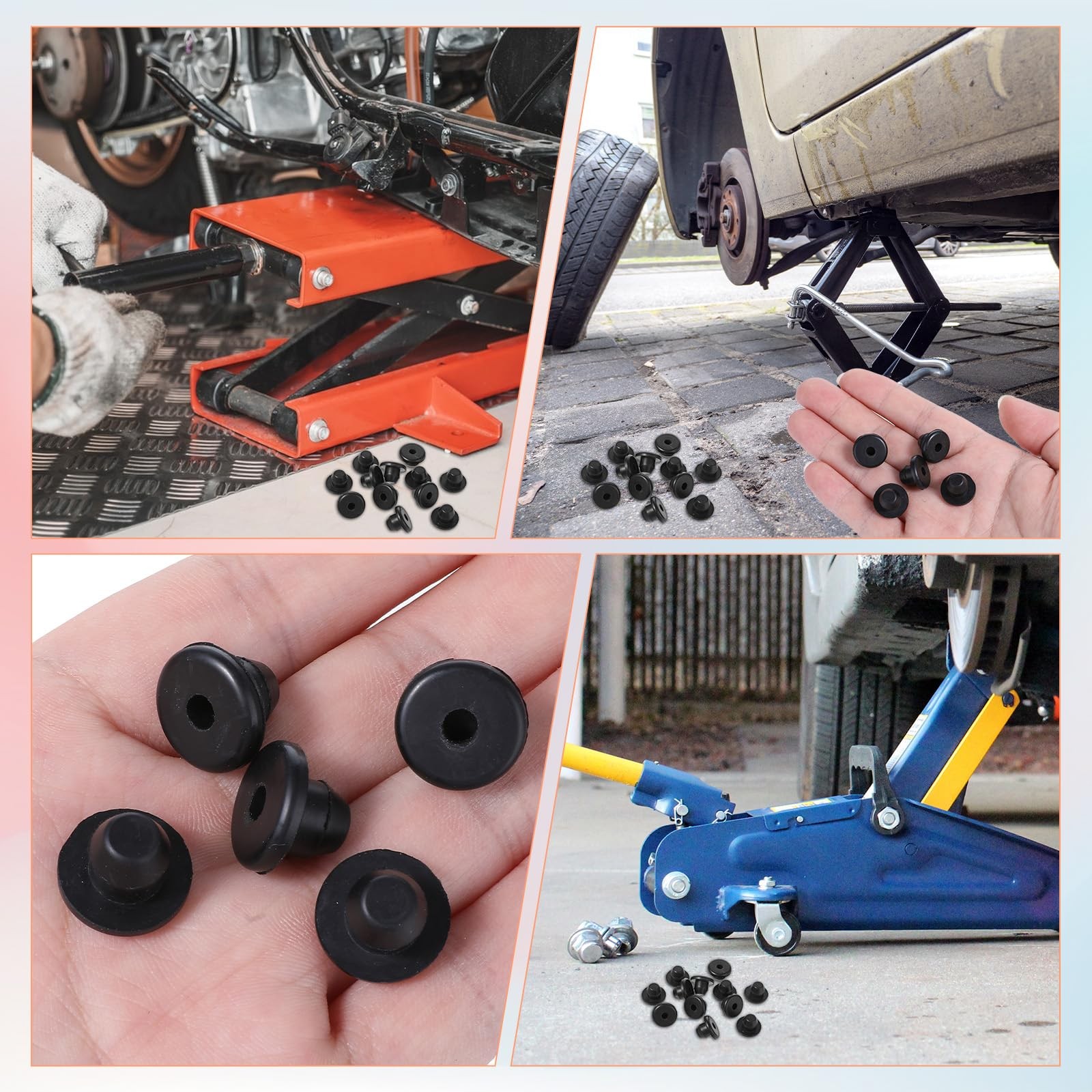 12 Pack Rubber Jack Oil Plug, Hydraulic Plug One size, Black
