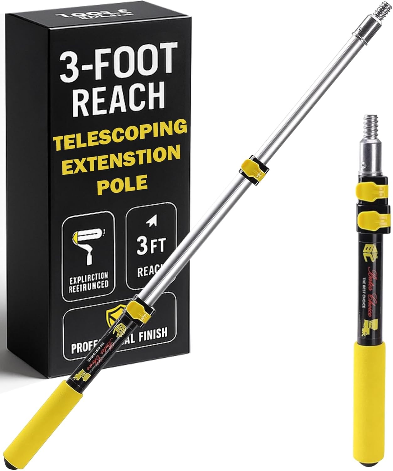 Bates- Extension Pole, 3 Ft Telescoping 3 Ft, Black and Yellow