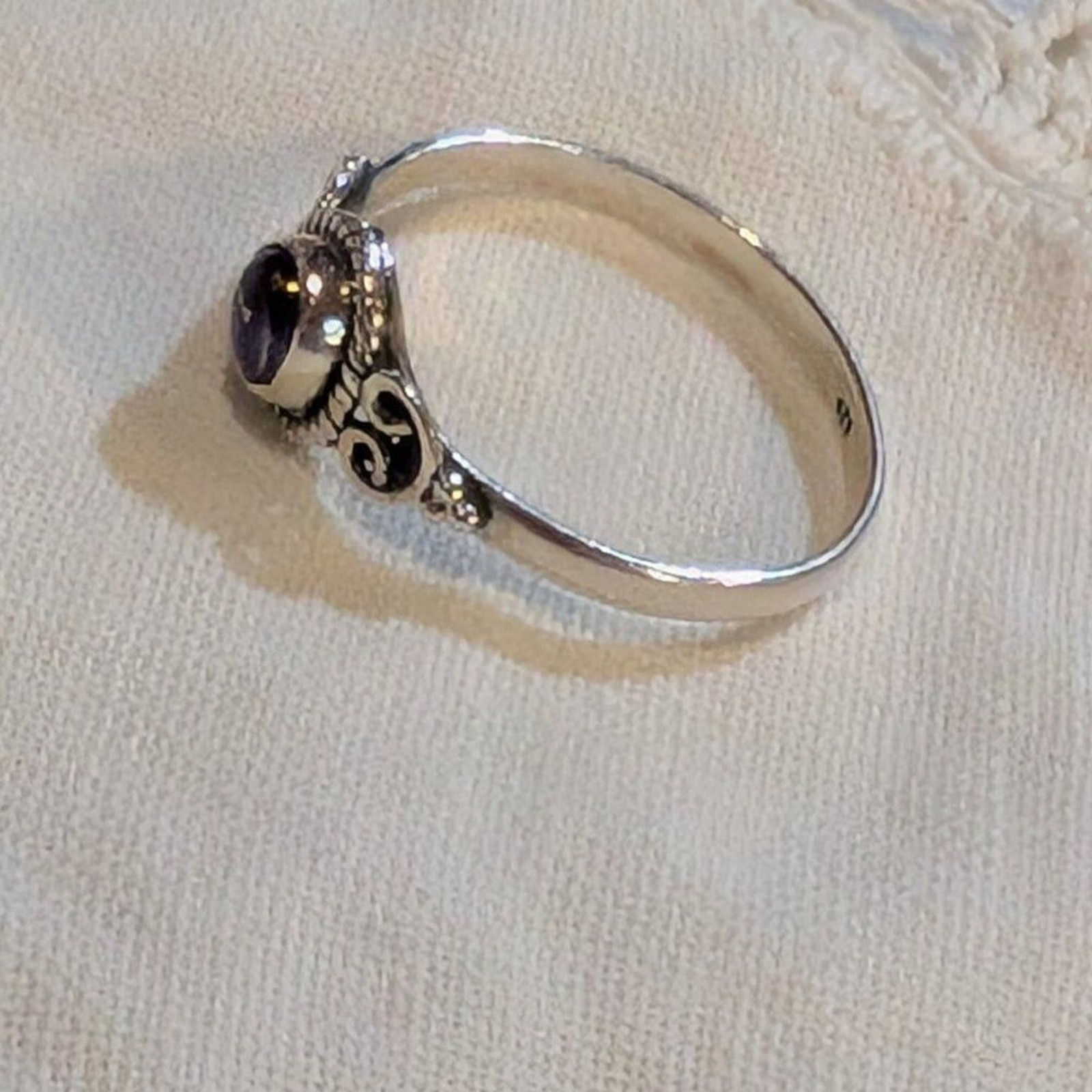 925 Sterling Silver Purple Dahlia Size 9.5