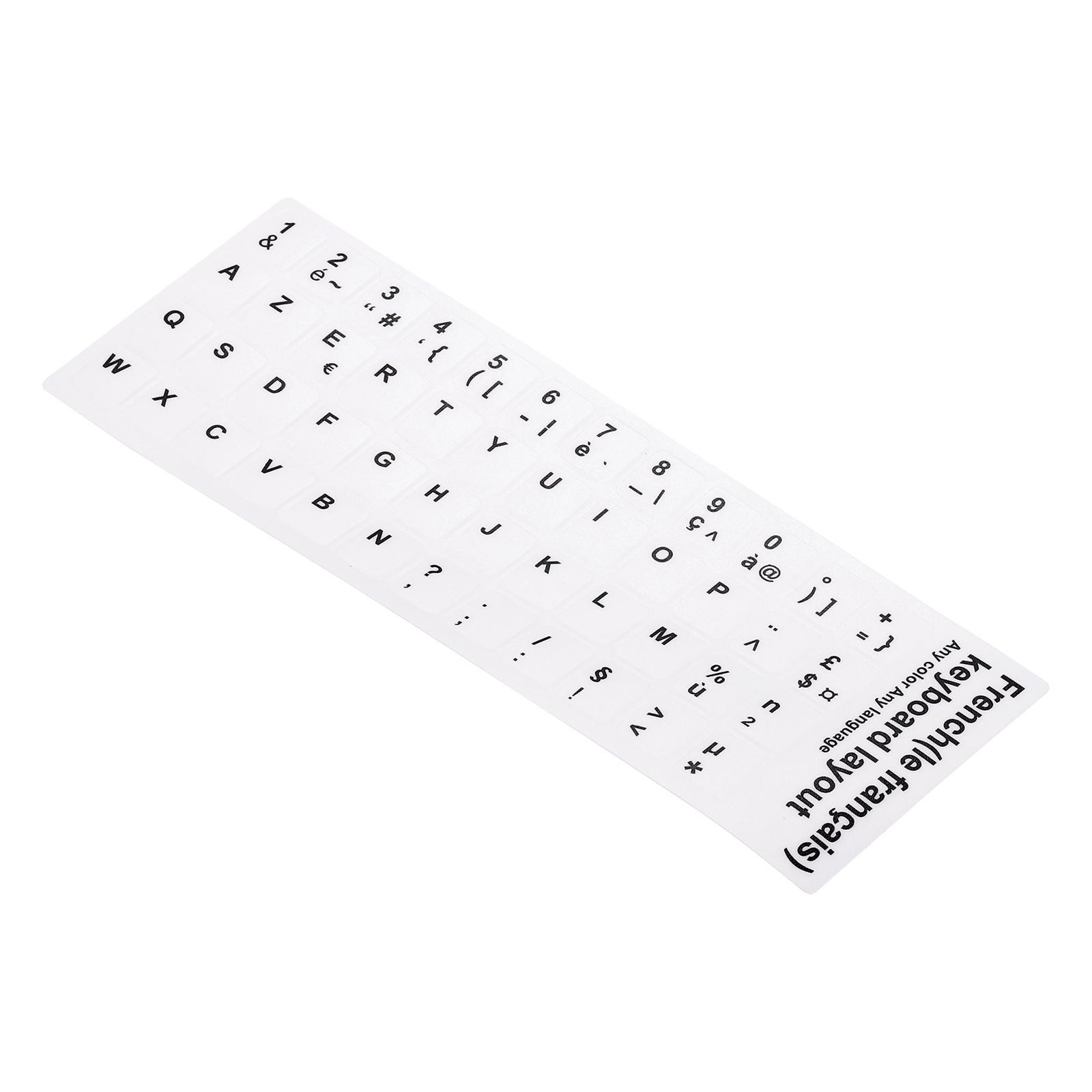 French Keyboard Stickers, 4Pcs Computer Cover White Background Black Lettering