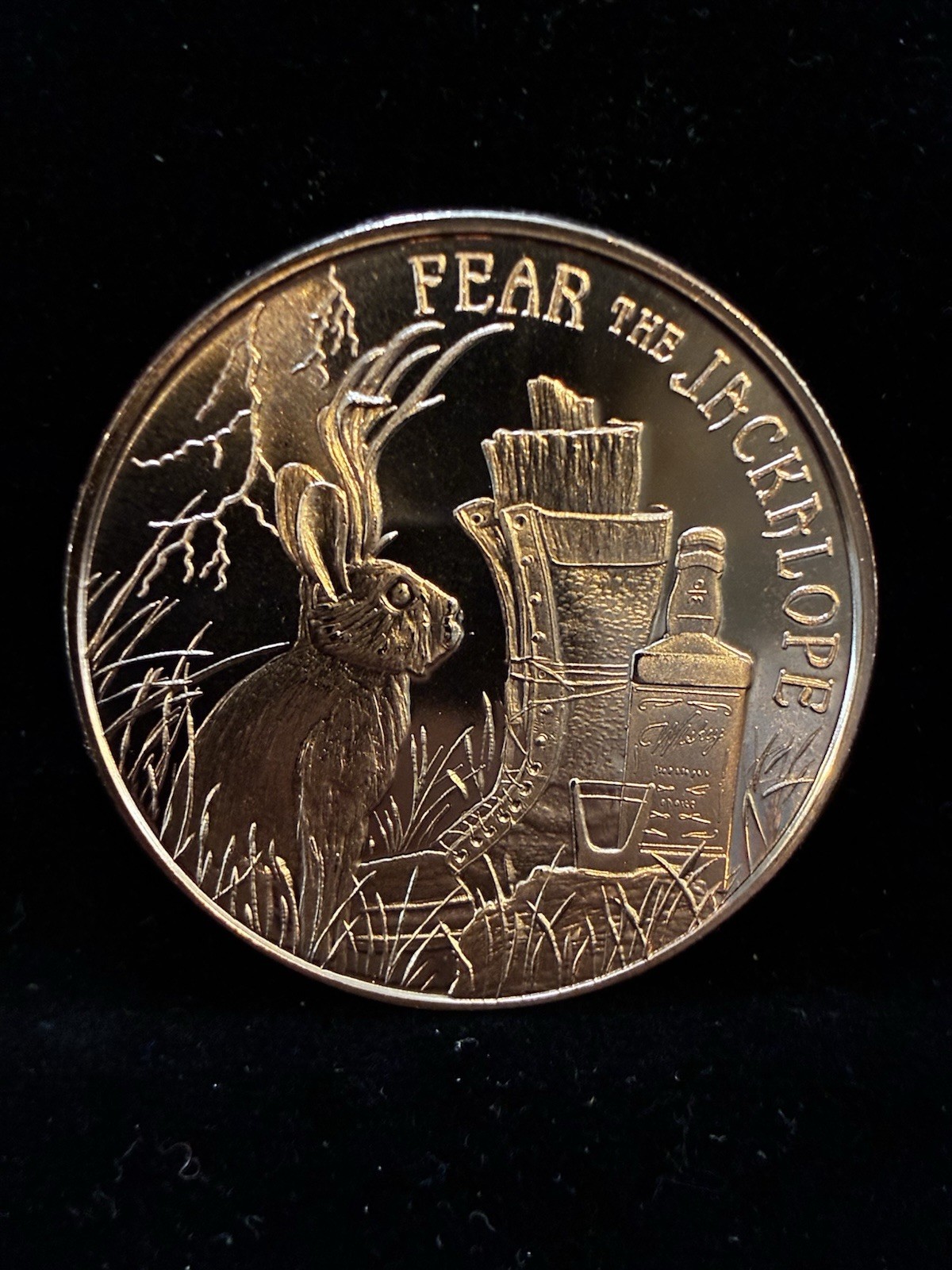 Fear The Jackelope, Cryptid Creatures 1 AVDP Oz Copper Round .999 Fine BU