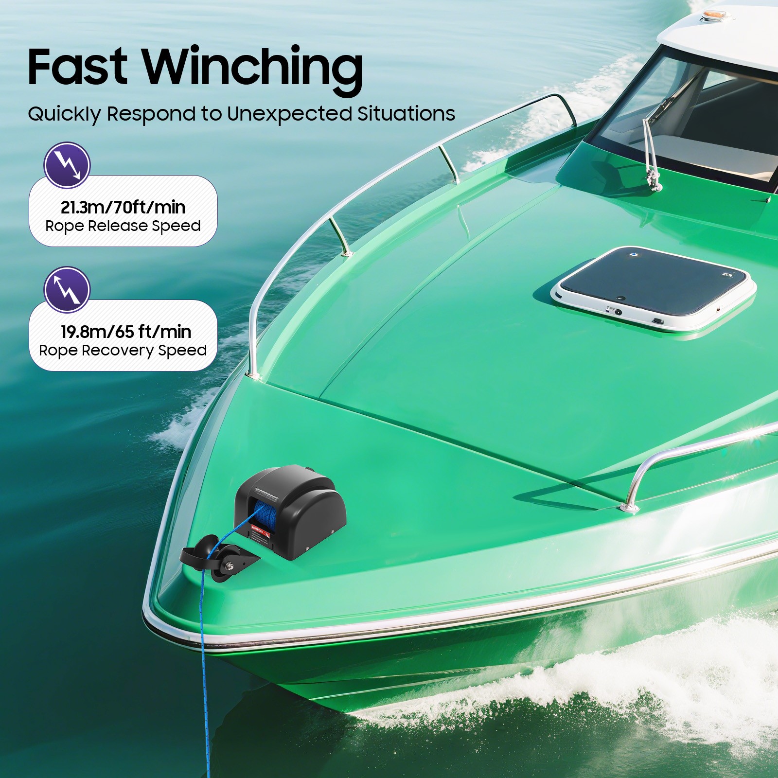 Electric Anchor Winch W/ Remote Control Kit Boat Marine Winch 45LBS