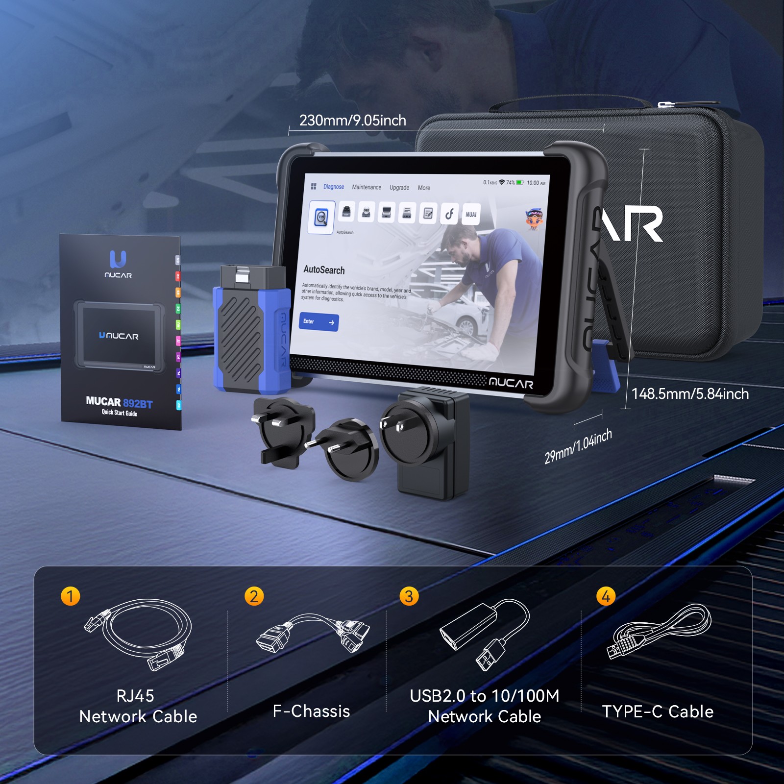 MUCAR 892BT AI Car Diagnostic OBD2 Scanner 35+service Bluetooth E-CU Coding