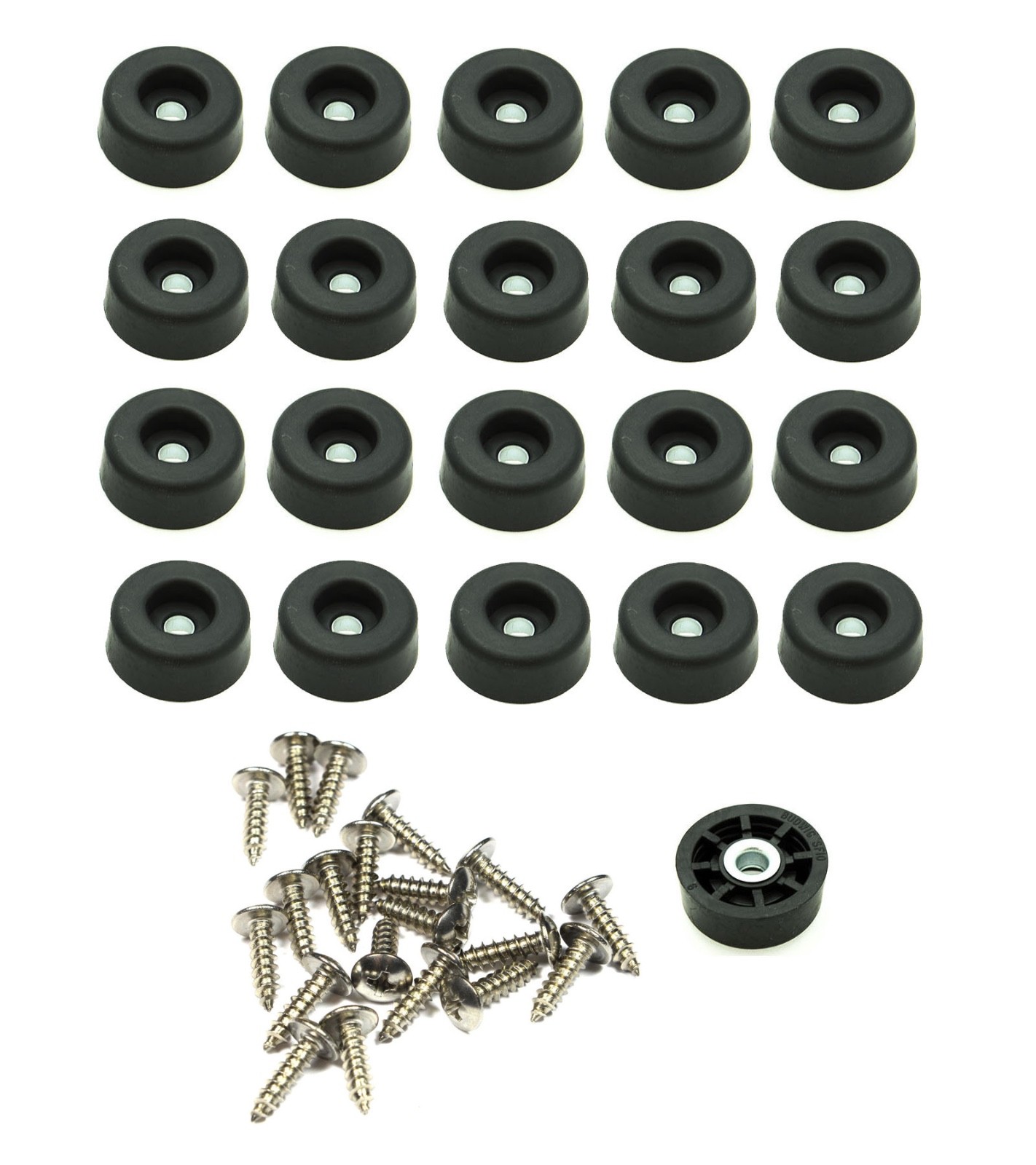 20 ROUND RUBBER FEET BUMPERS  w/SCREWS - 1/2 H x 1 W  MADE IN USA / FREE S&H