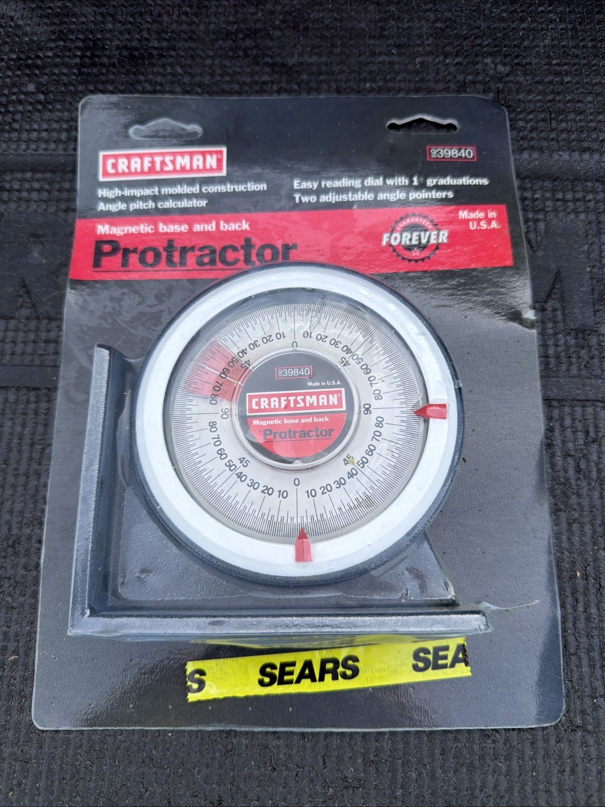 Sears Craftsman USA Nos Protractor Magnetic Professional 39840 Angle Calculator