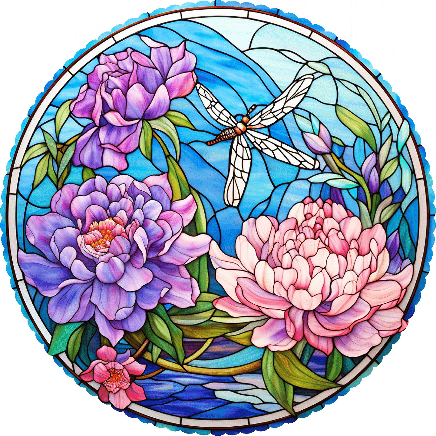 November - Peonies (50 Piece Round Mini Wooden Jigsaw Puzzle)