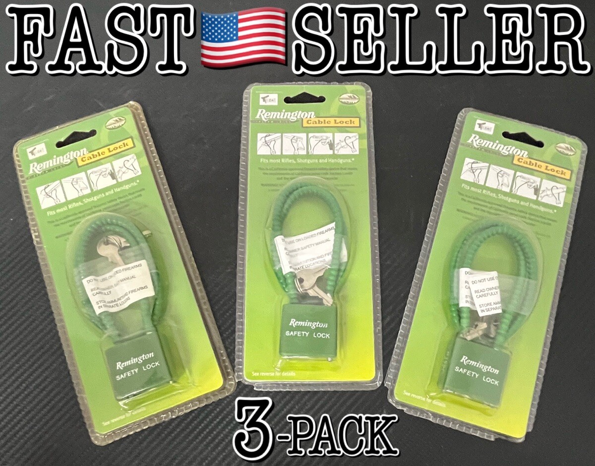 3-Pk Genuine Remington Firearm Cable Lock F/ Rifle, Shotgun, Handgun Safety Lock