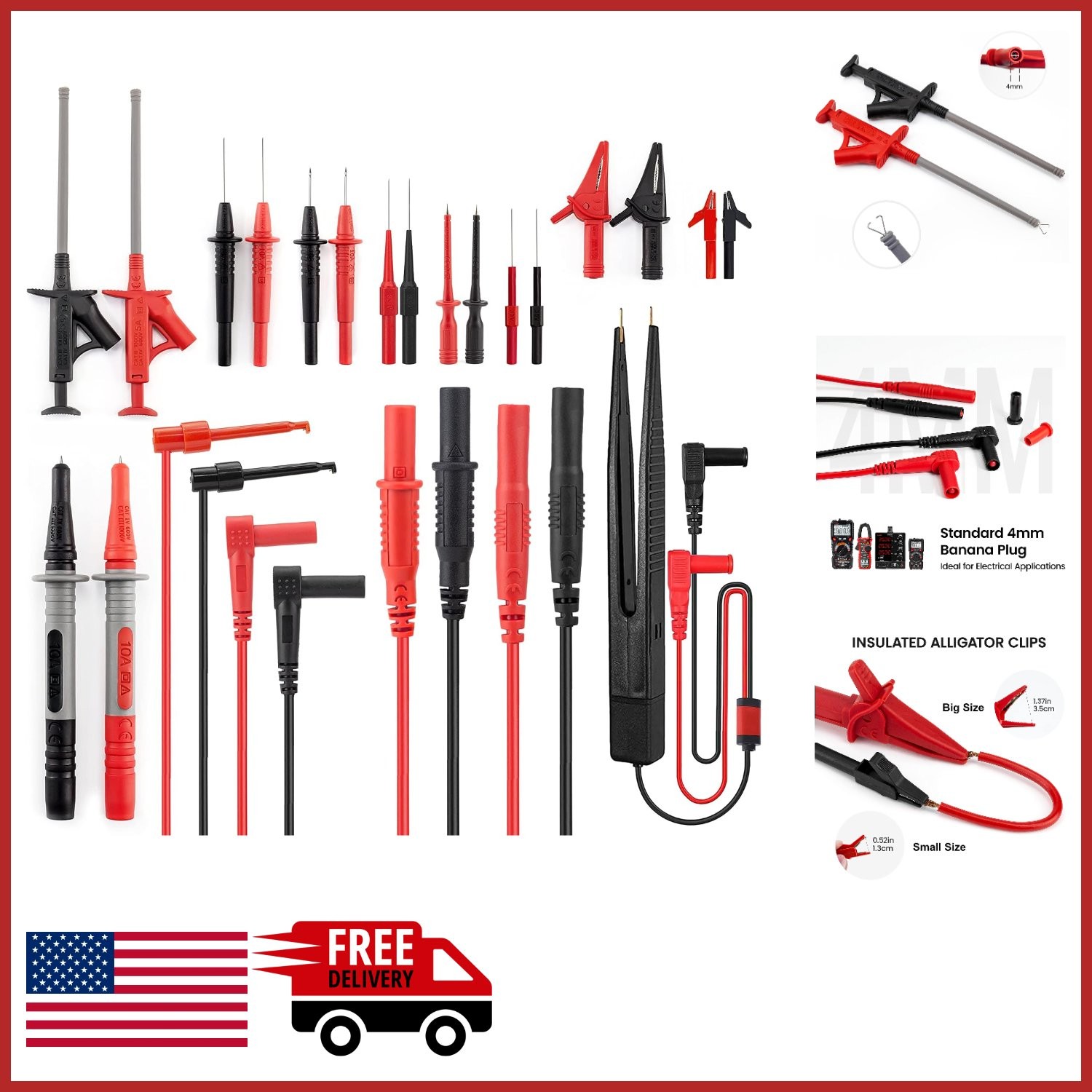 Professional Multimeter Test Leads Kit 23PCS for Digital Electrical Testing