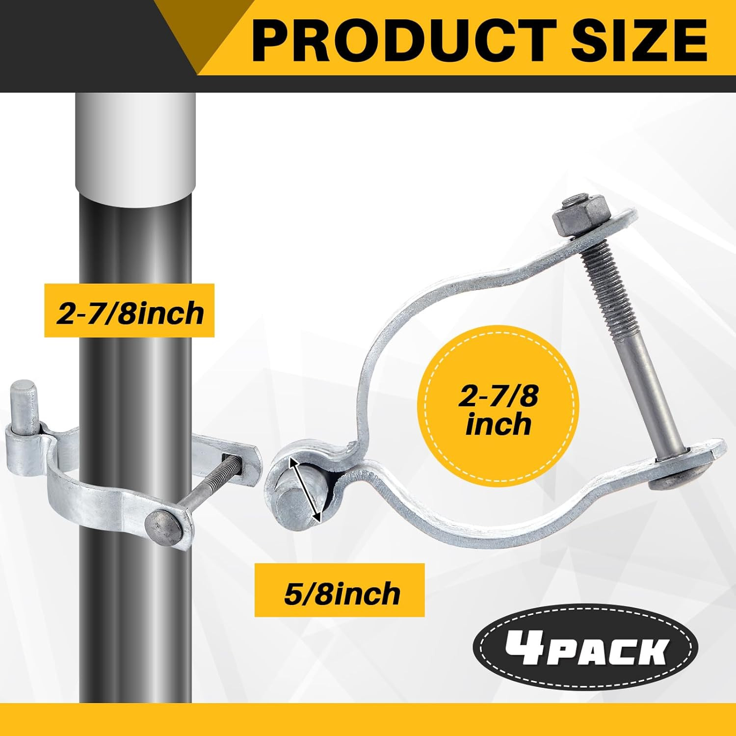 4 Pcs Chain Link Post Gate Hinge 3"[2 7/8" OD] X 5/8" Galvanized Steel Chain Lin