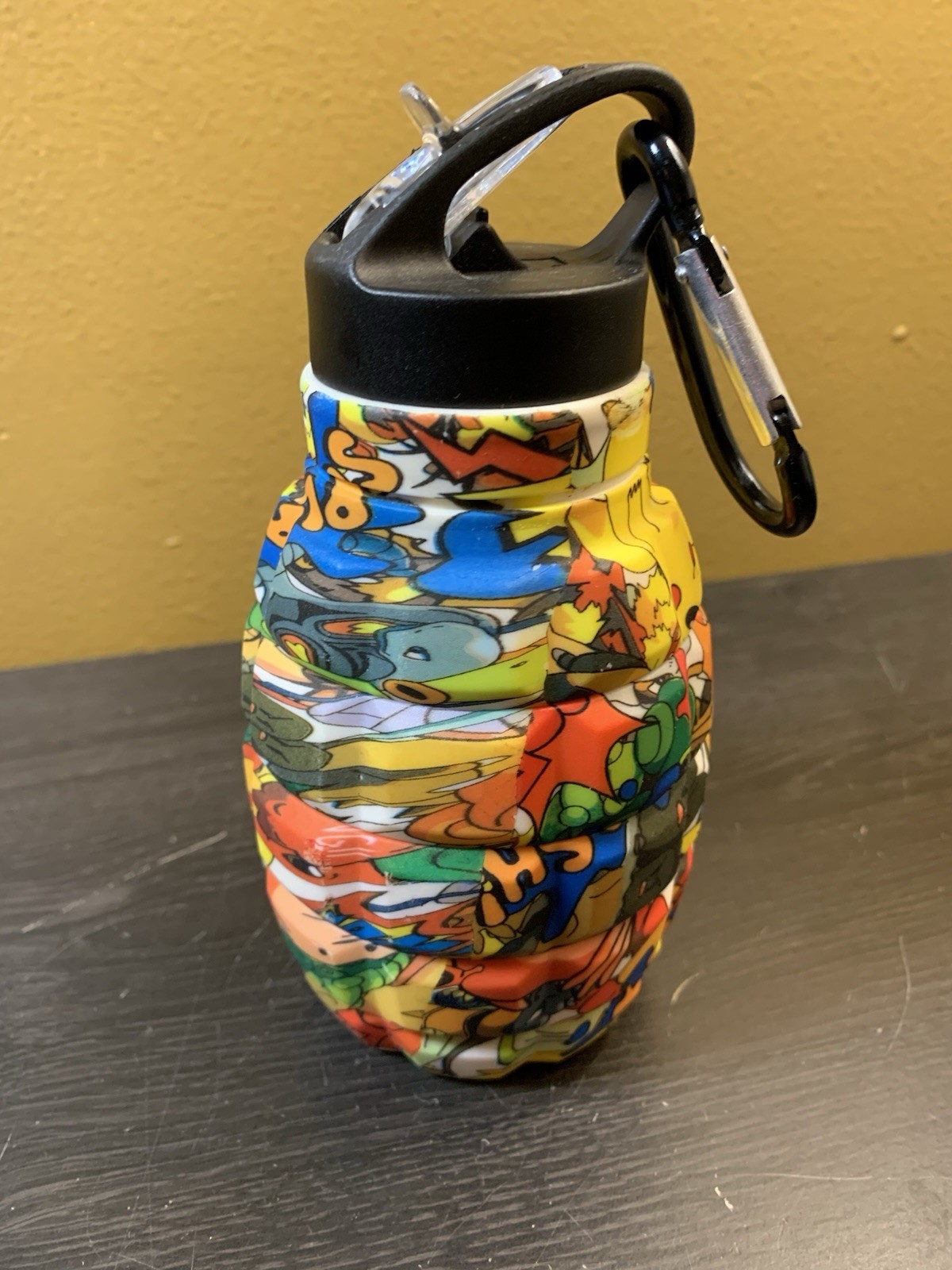Pokemon Pikachu Expandable Water Bottle,Silicone Carabiner Lightweight 9.5”