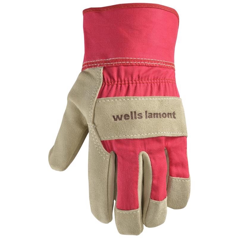 Wells Lamont Women's Outdoor Work Gloves Red Medium Cowhide Leather 1 pk