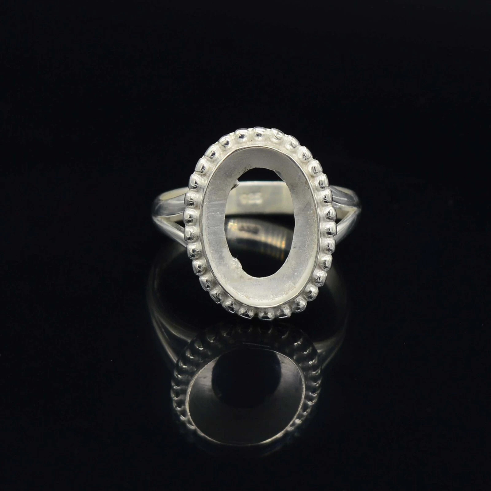925 Sterling Silver 8x12mm Oval Bezel Cup Blank Ring Setting Jewelry Making