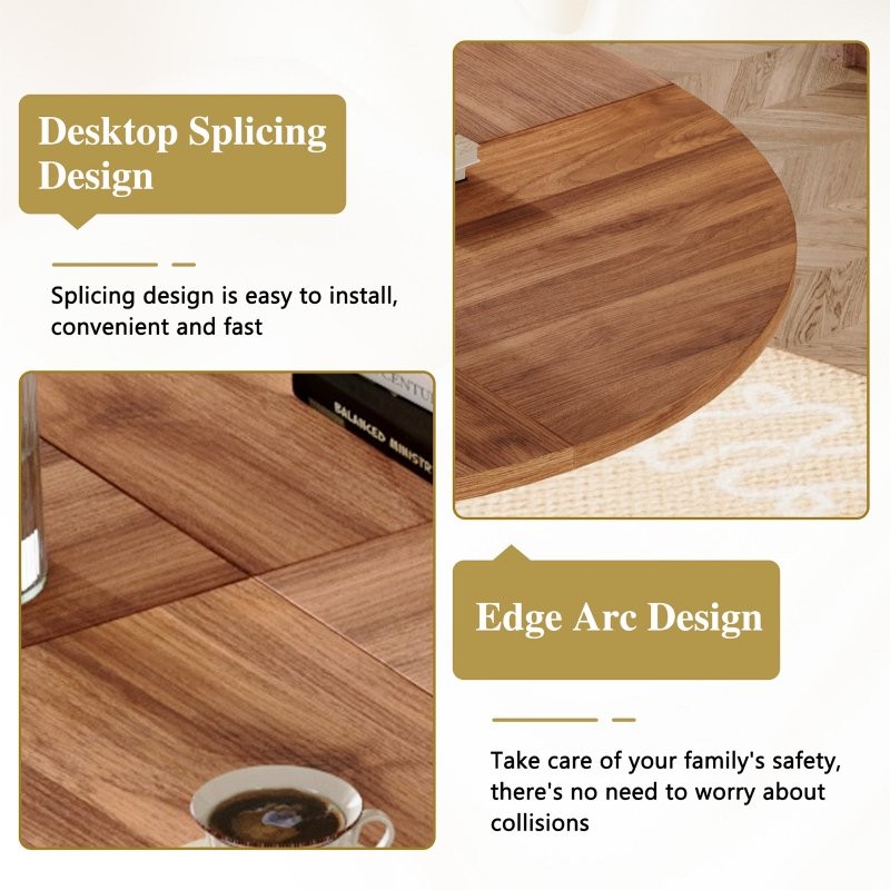 Round Dining Table Circle Table for 4 Kitchen Table MDF Tabletops Metal Brackets