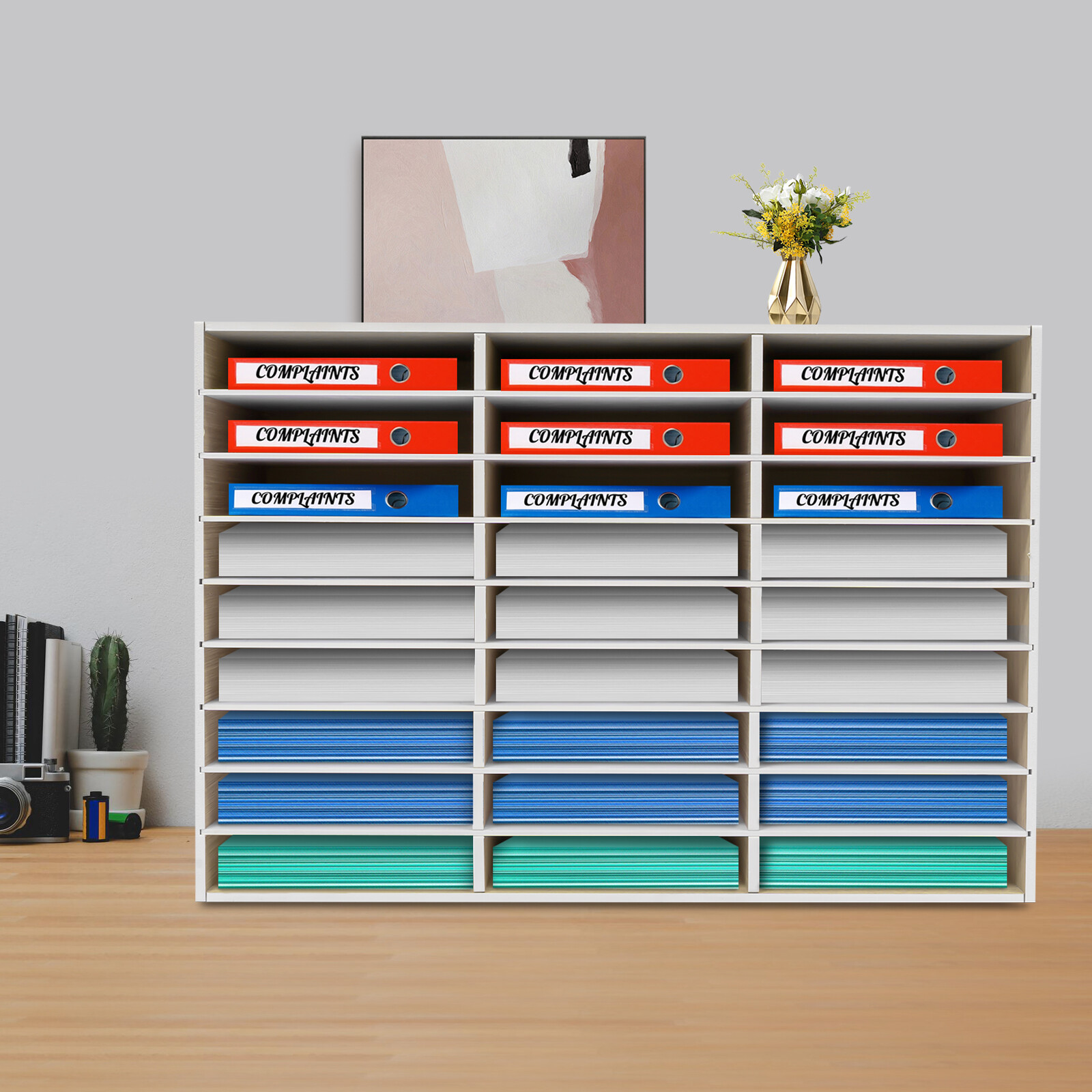 PVC Literature Organizer File Sorter Paper Storage Holder 27 Slots 32x12x22 in