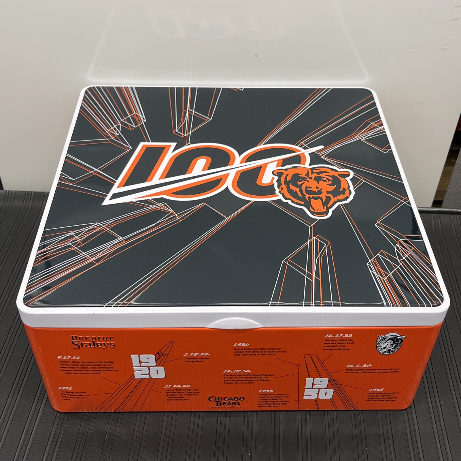 Chicago Bears 100 Year Anniversary Tin Box ONLY - No Bobbleheads