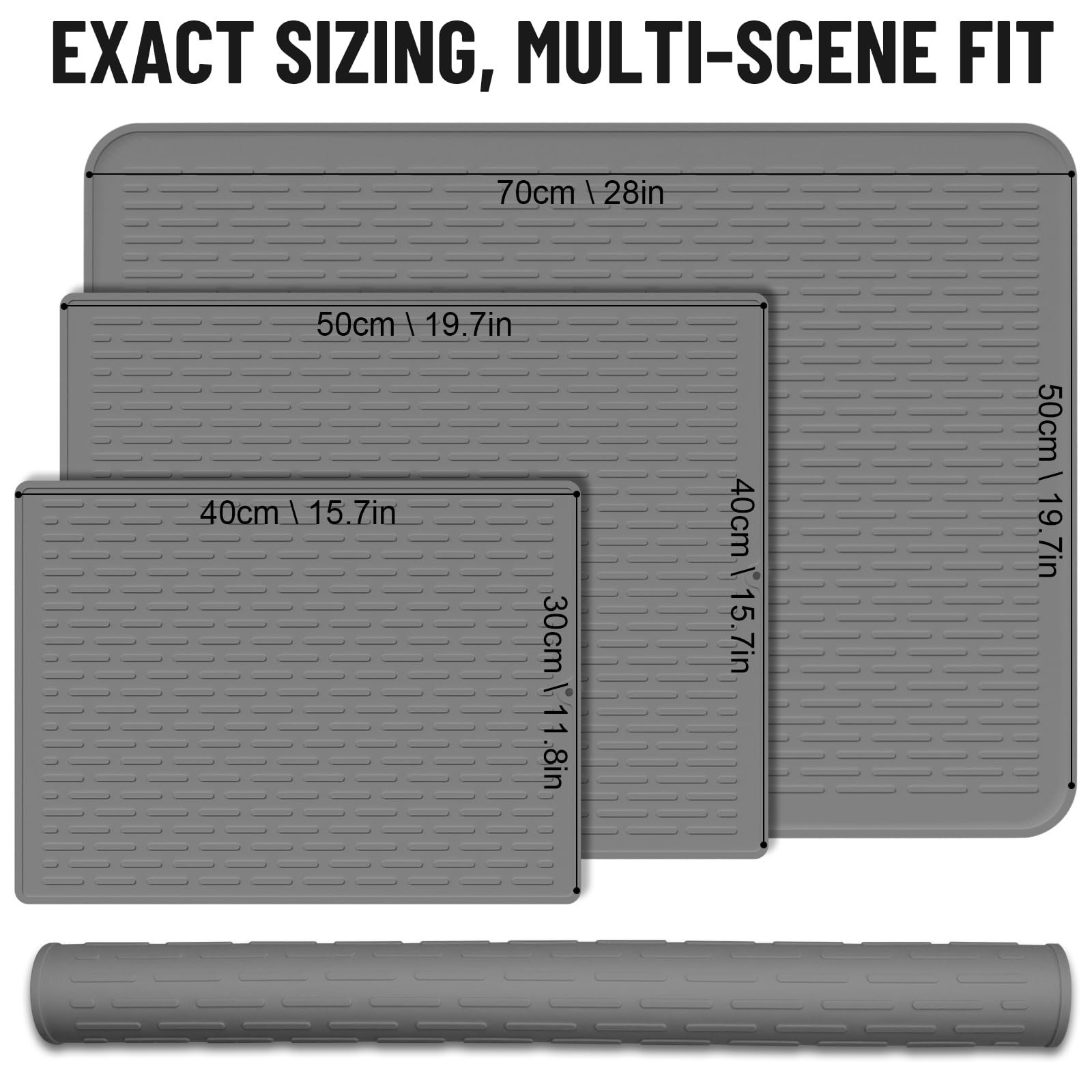 Silicone Dish Drying Mat Grey , 28x19.7 Inches Kitchen Drying Mat Oversized, ...