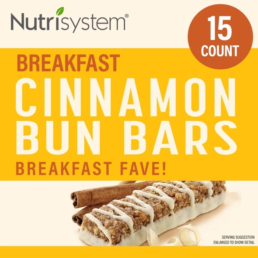Cinnamon Bun Breakfast Bars Weight Loss Snacks 15 Count Pack