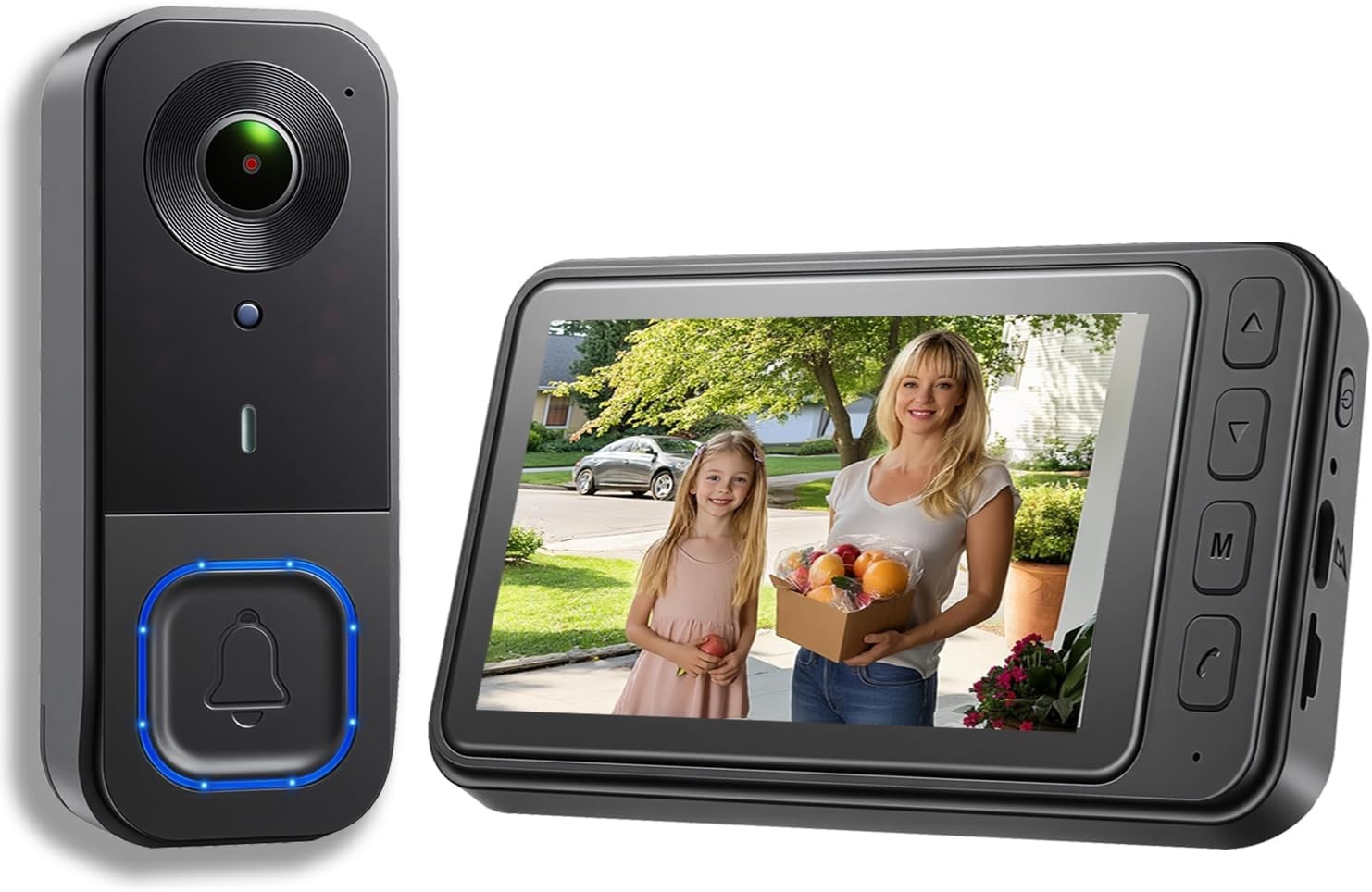 Video Doorbell Wireless with Screen 1080p, No Subscription Door Bell Camera with