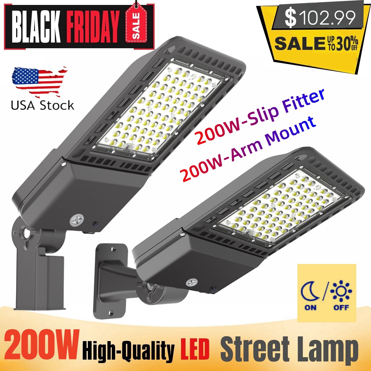 LED Pole light, Parking Lot Lights 200W Outdoor Shoebox Area Light Dusk to Dawn