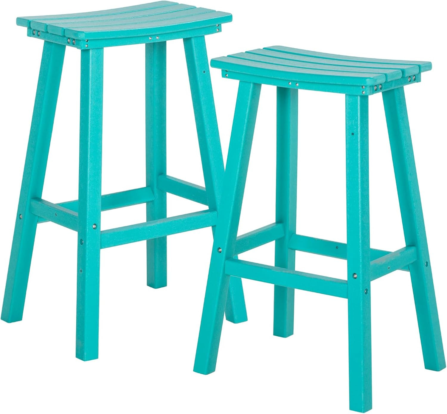 Nalone 29 Inch Outdoor Bar Stools Set of 2, HDPE Bar Chairs with Footrest, Weath
