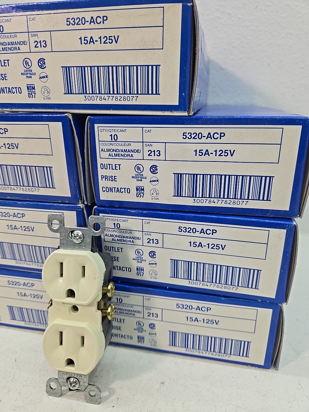 Lot of 69 - Leviton 5320-ACP 15A-125V AC Receptacles Almond Color