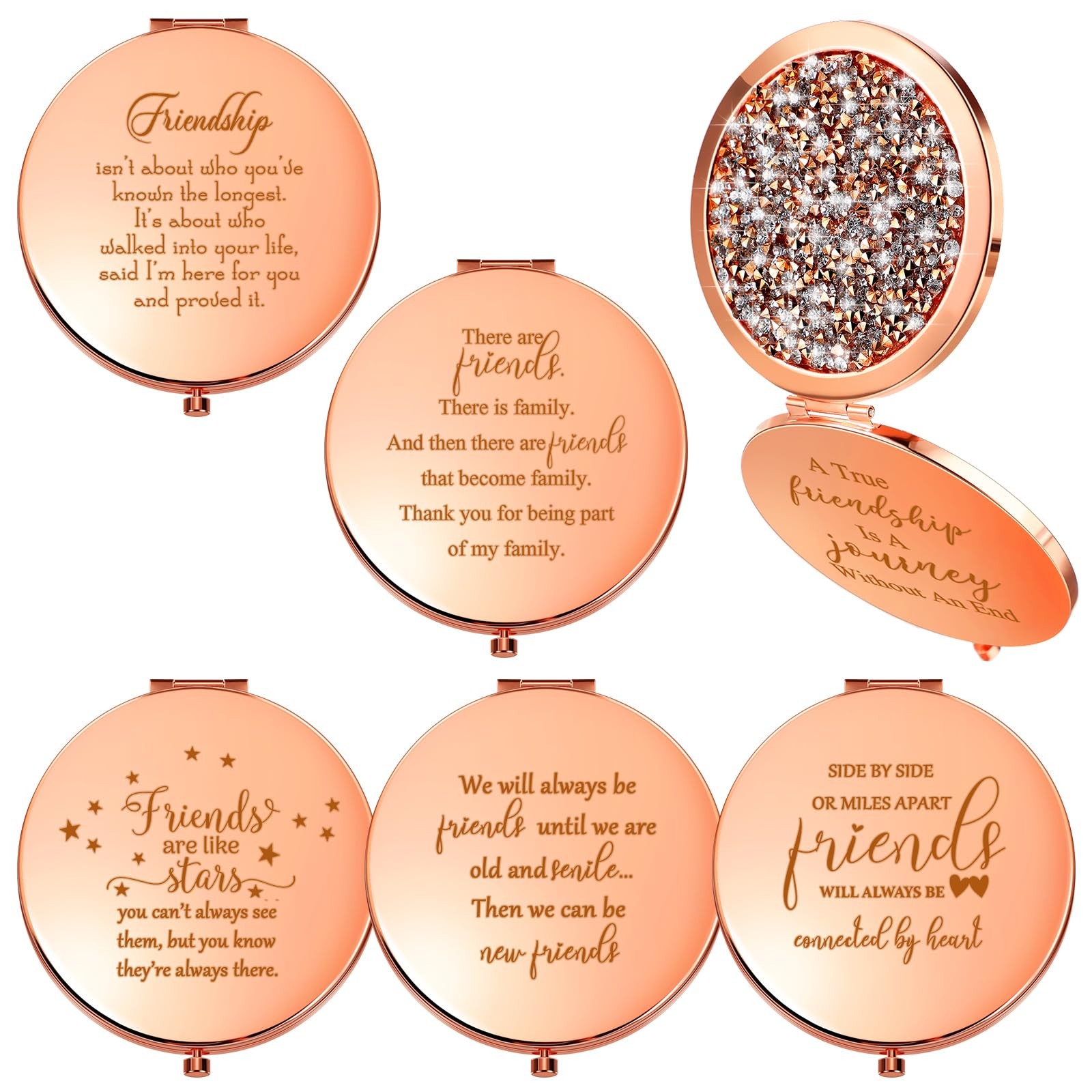 6 PCS Rose Gold Compact Mirror Bulk Friendship Birthday Gift BFF Sister Mom