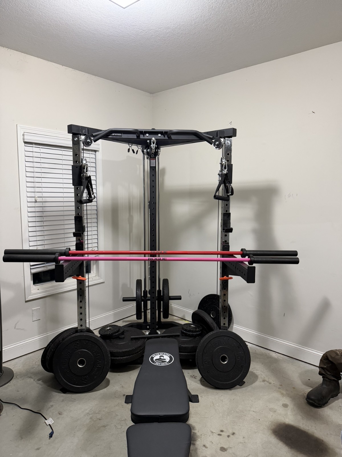 Bells of Steel & Rogue Adjustable Steel Home Gym Power Rack Bench Barbell Plates