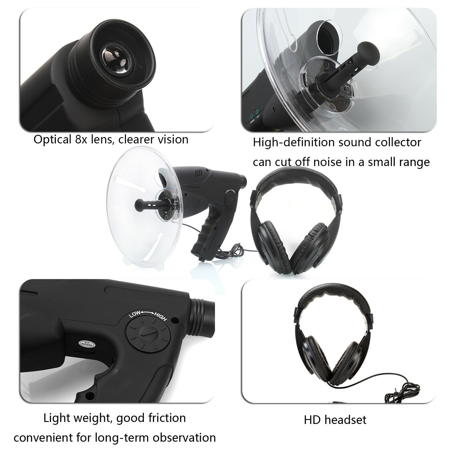 300FT Parabolic Sonic Listening Device Microphone Amplifier Spy Bionic Ear Sound