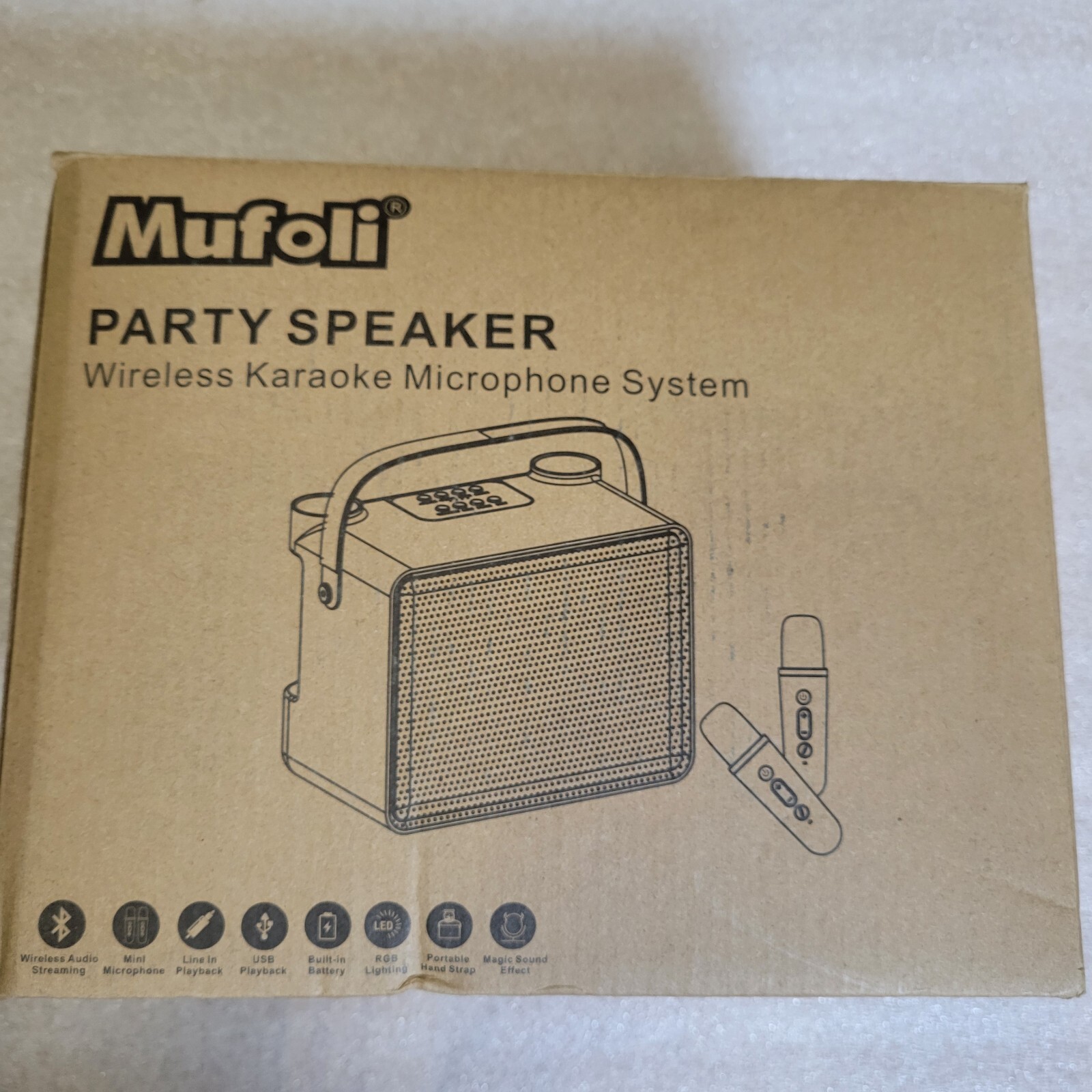 Portable Bluetooth Speaker Karaoke Machine with 2 Wireless Microphones, LED, Aux