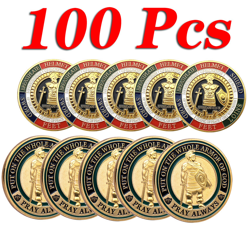 100 PCS Put On the Whole Armor Of God Commemorative Collection Challenge Coin