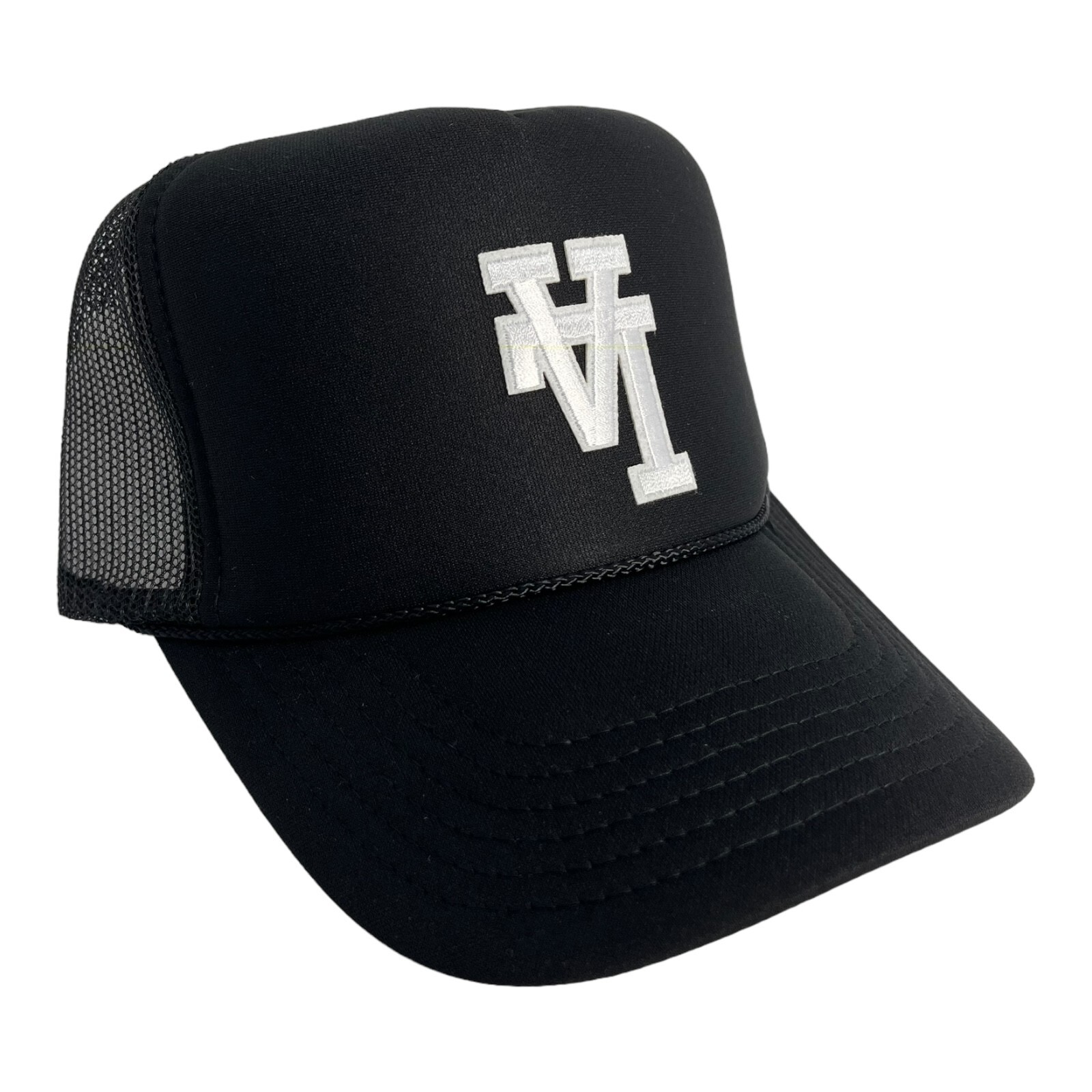 UPSIDE DOWN LOS ANGELES DODGERS LA BLACK HAT 5 PANEL HIGH CROWN TRUCKER SNAPBACK