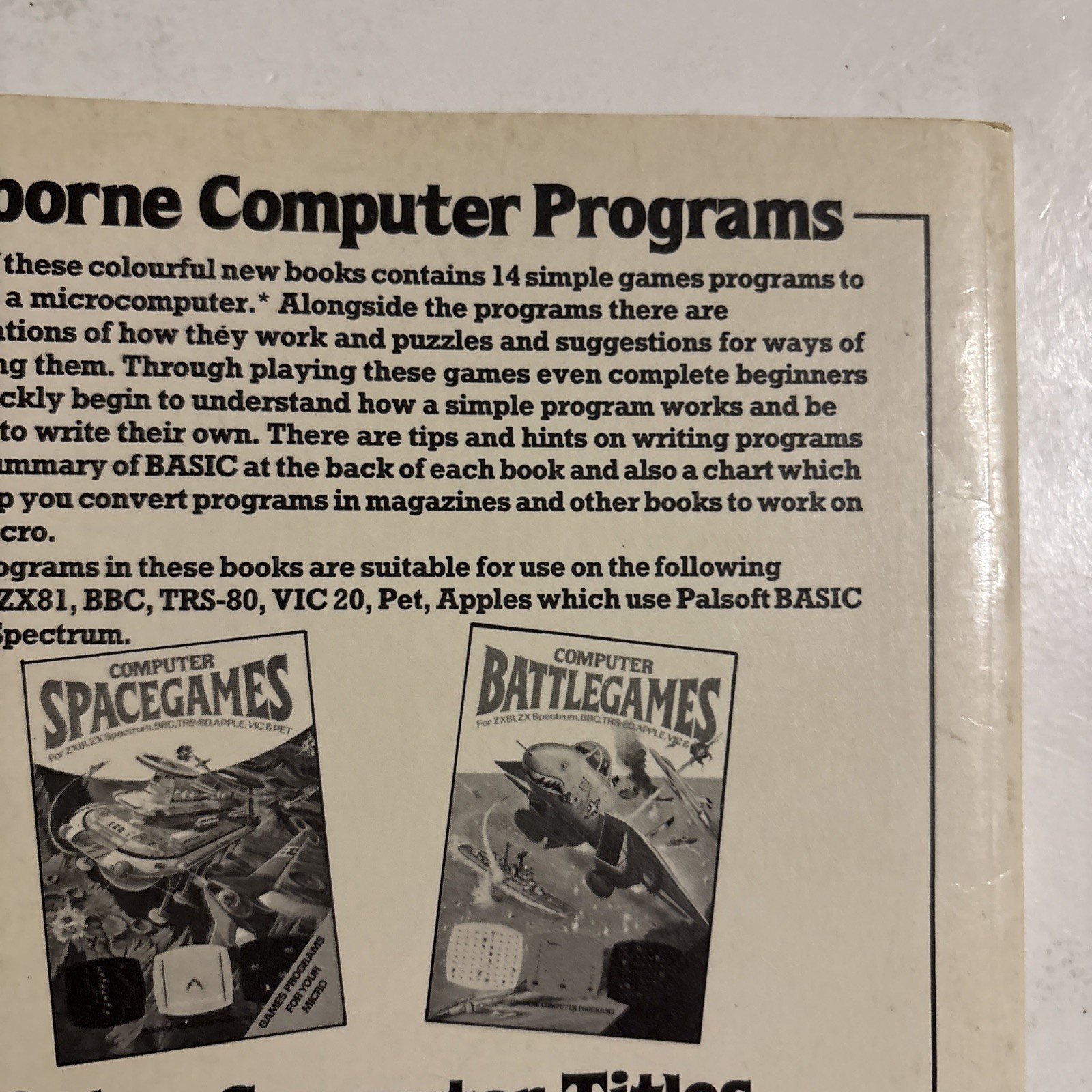 RARE Vtg Computer Spacegames Program Book TRS-80 BBC Apple Usborne 1982 BASIC