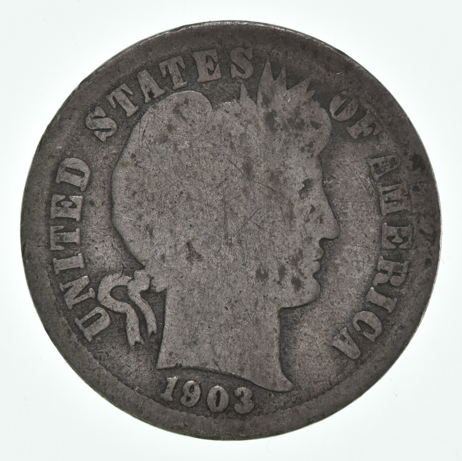 1903-S Barber Dime 90% Silver Average Circ