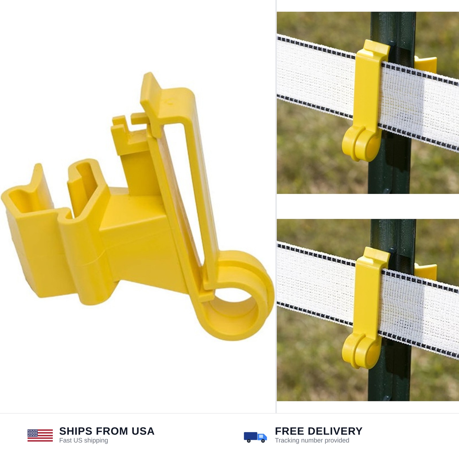 Zareba T-Post Poly Tape Insulator for Electric Fences - 25 Pack - ITTY-Z, Yel...