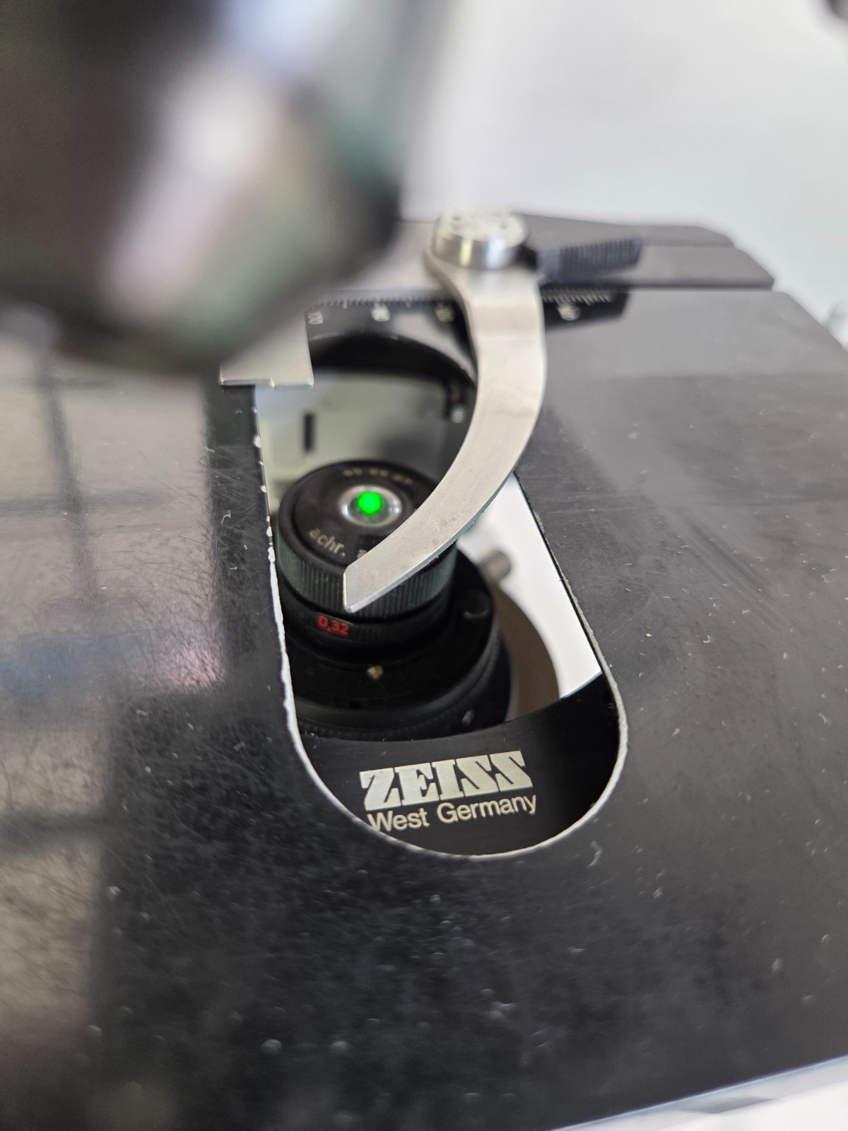 Zeiss Upright Microscope Mounted on a Metal Plate W/2 Objectives