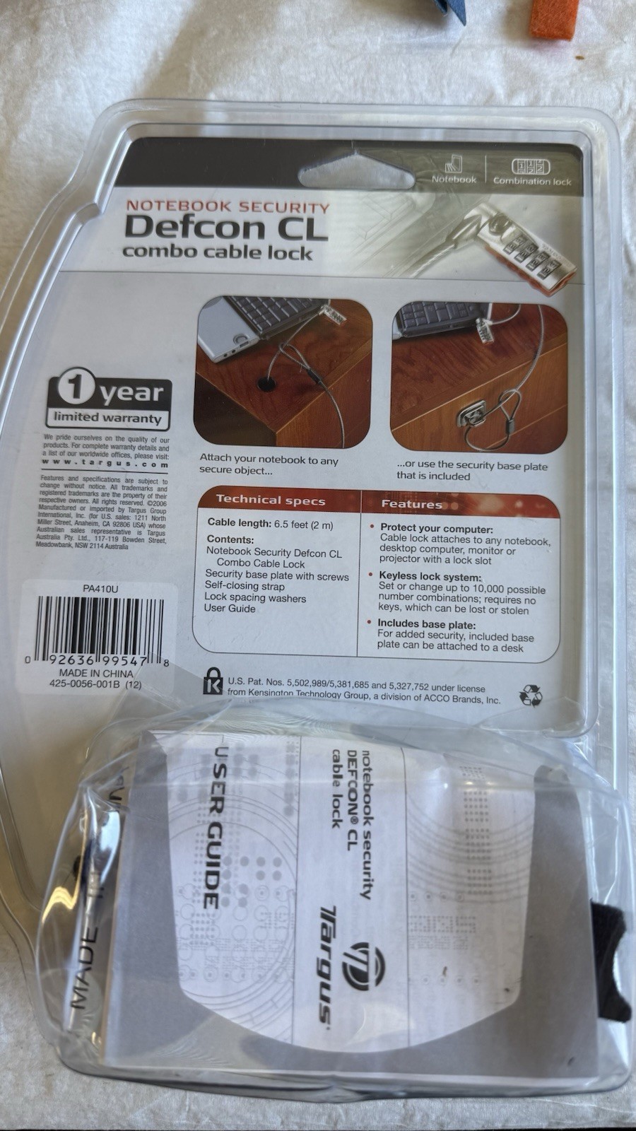 Targus DEFCON® T-Lock Resettable Combo Cable Lock - PA410U
