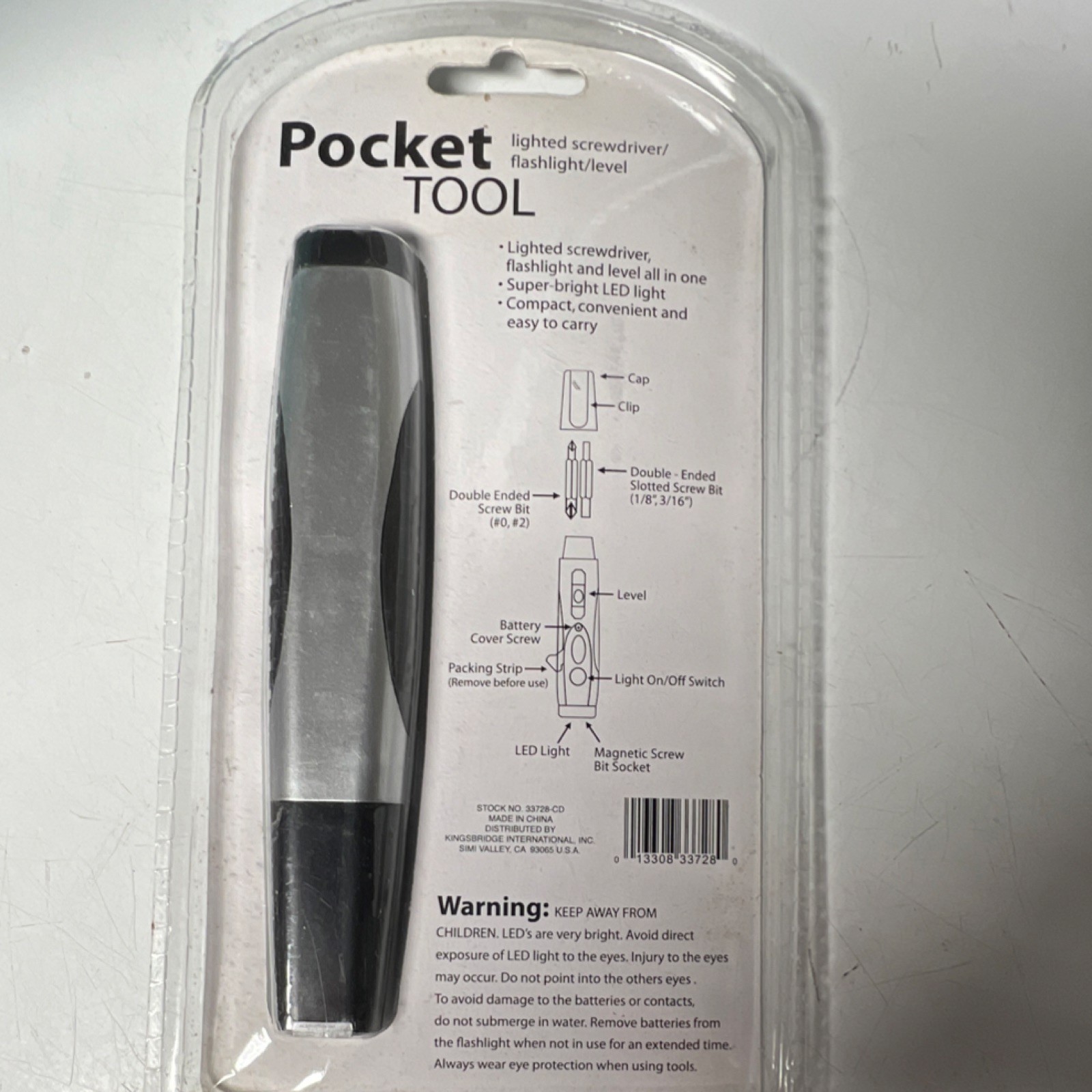 Hardware Pocket Tool Lighted Screwdriver Flashlight Level MPN 33728-CD