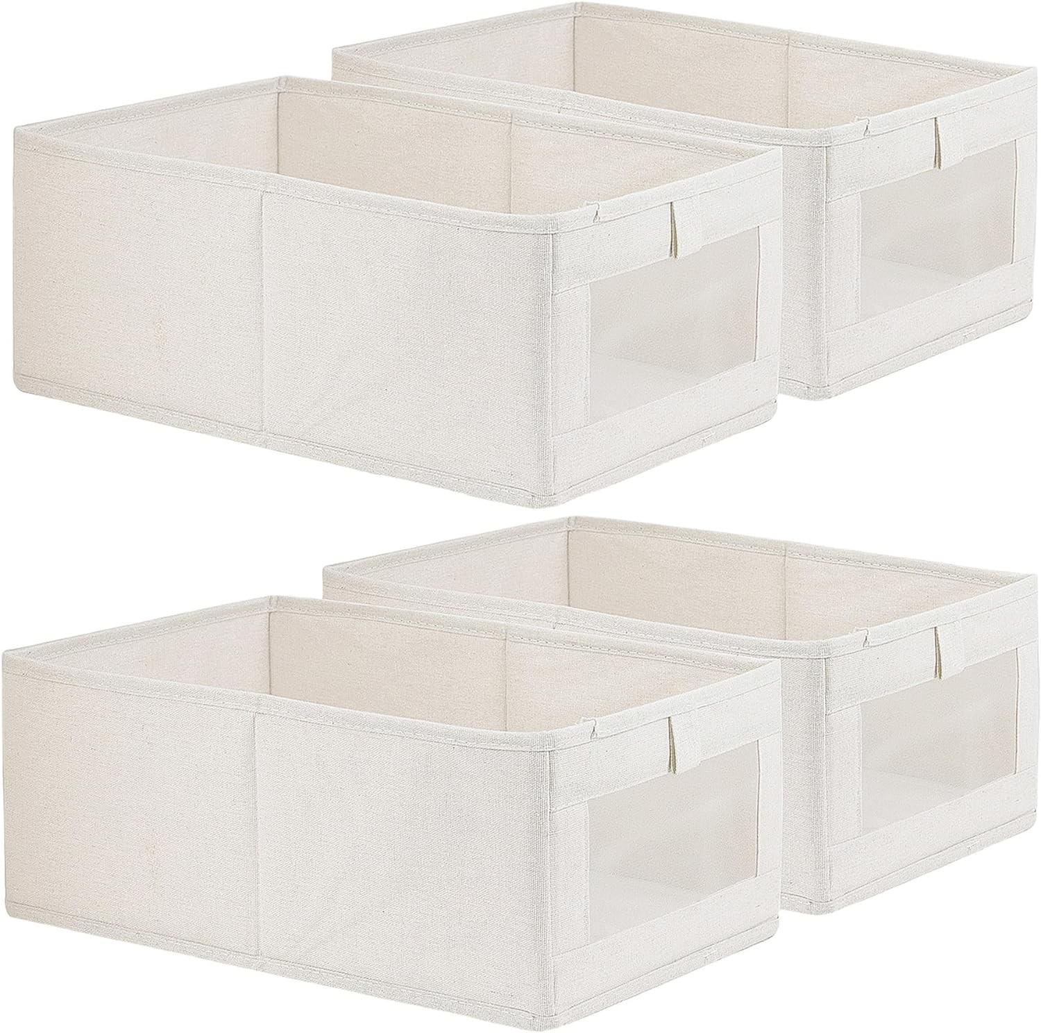 4 Pack Linen Storage Bins, Storage Containers for Organizing Clothing, Jeans,...