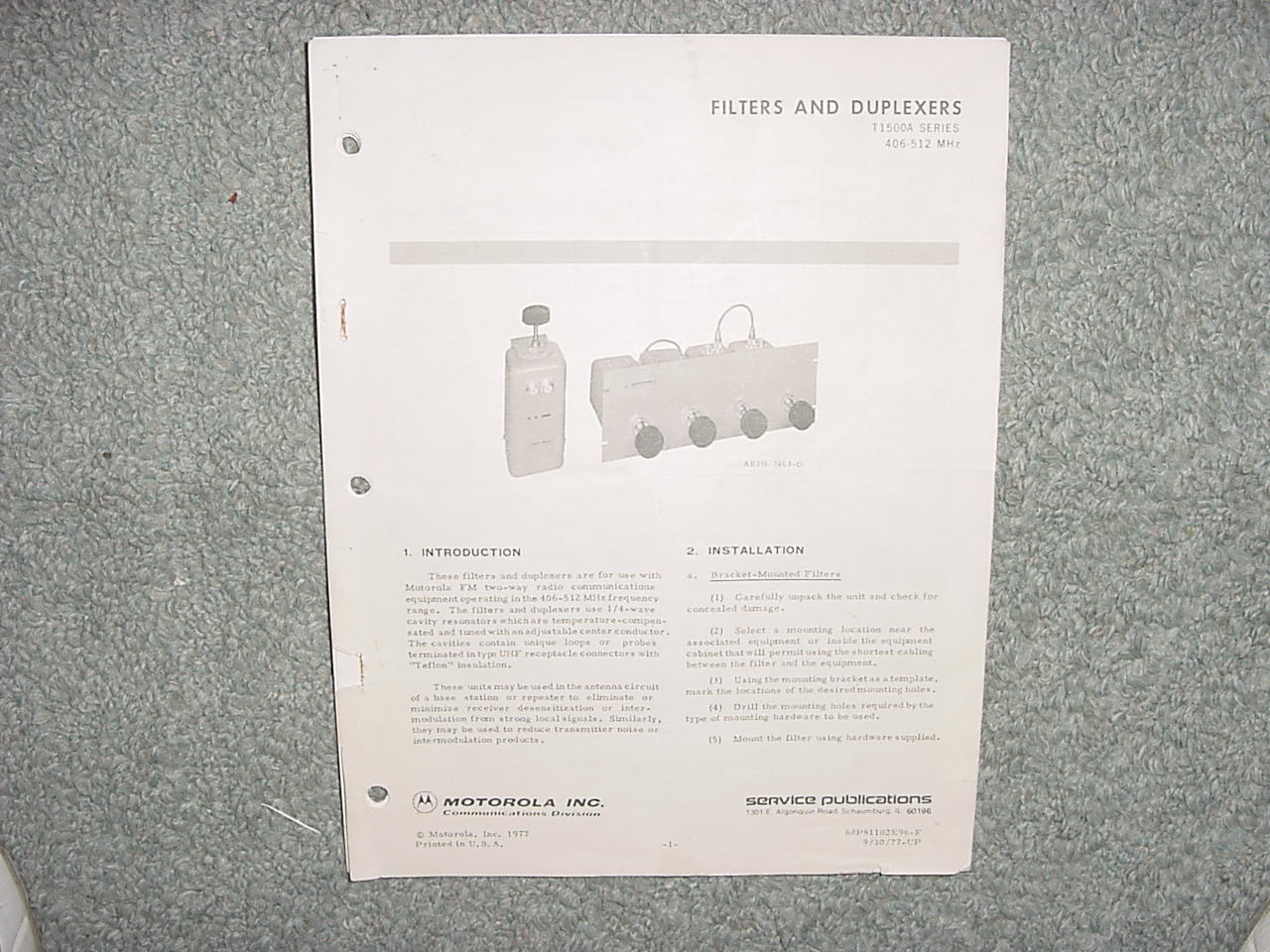 Motorola Filters and Duplexers - Manual & Docs on CD