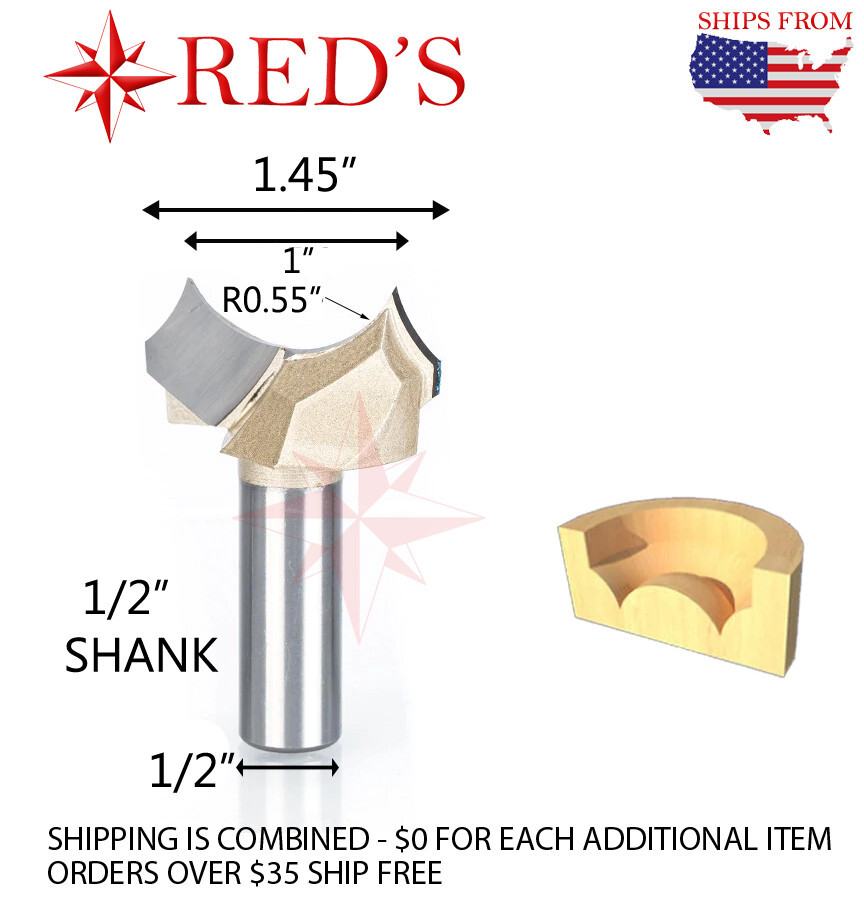 Tideway Carbide PRO LC09031608 1" Dragon Ball Bit 1/2" shank router bit