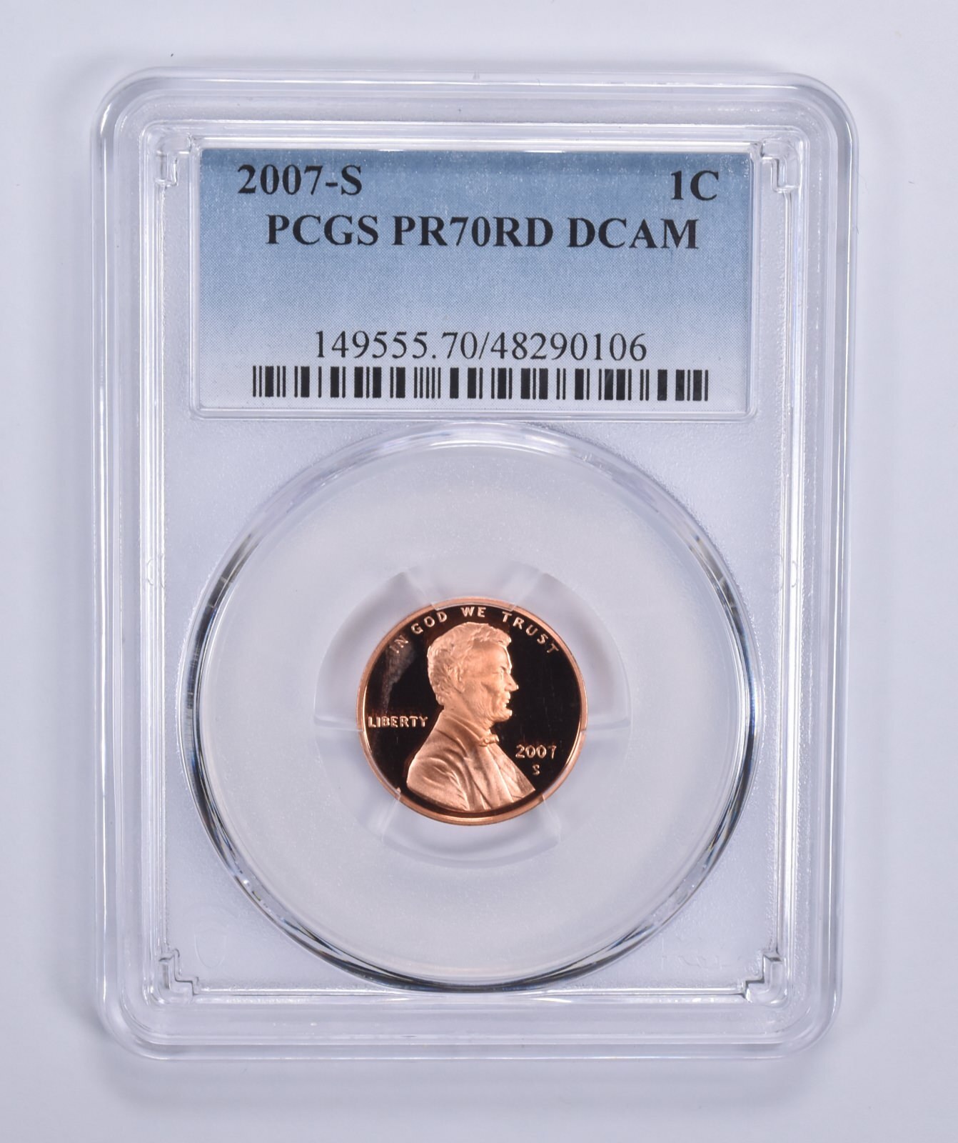 2007-S Lincoln Memorial Cent PR70 RD DCAM PCGS Blue Lbl