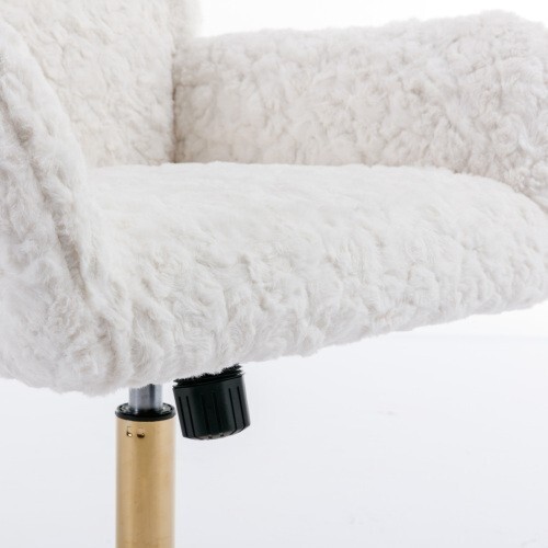 Office chair Artificial rabbit hair home office chair with gold metal base