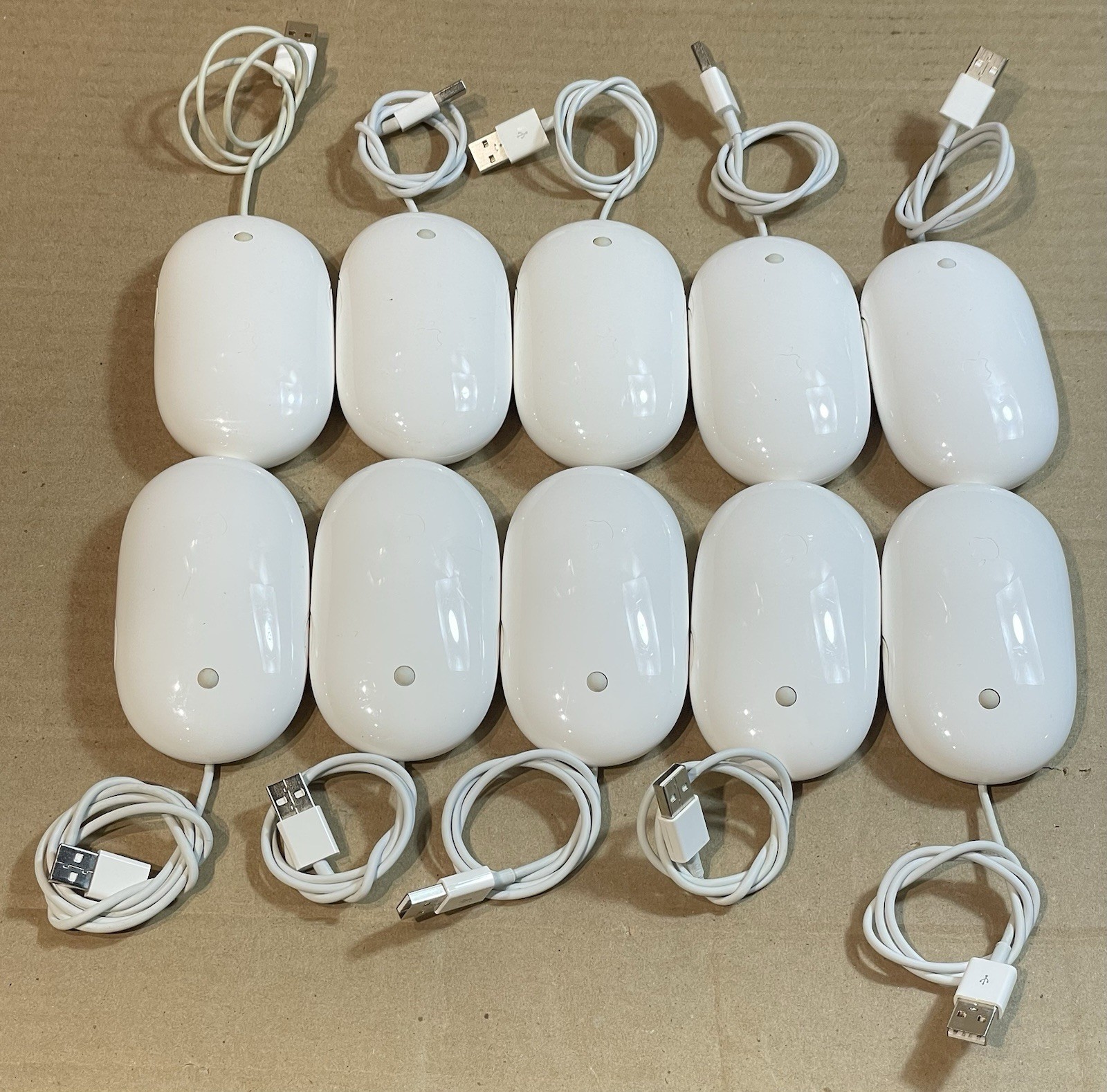 Lot Of 10 Apple Mighty Mouse Wired USB White Model A1152 MA086LL/A