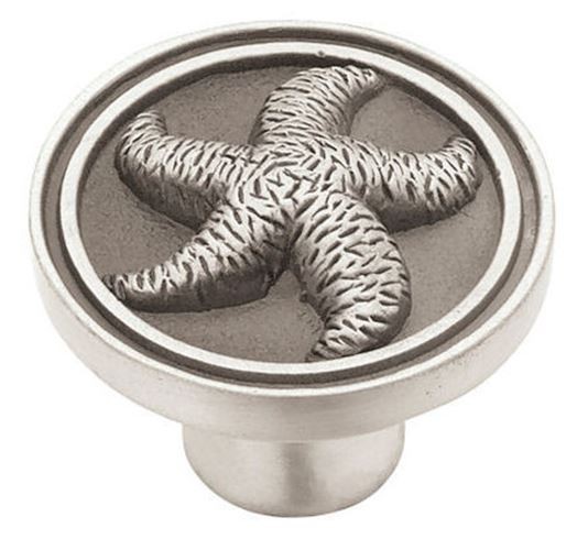 1-3/8" SeaSide Cottage Starfish Knob Brushed Satin Pewter